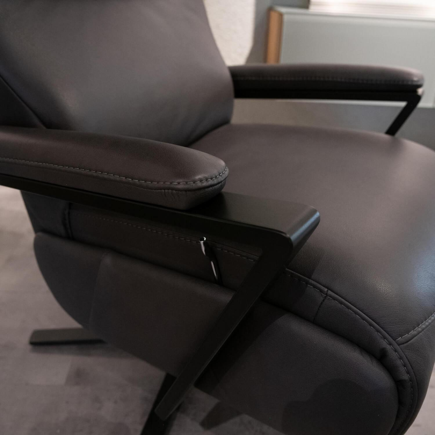 Steinpol - Relaxsessel Trapani Lounge Bezug Leder Evita Anthrazit Gestell Drehteller Stern Matt Schwarz - 6