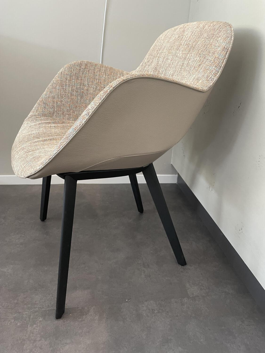 Walter Knoll - Stuhl Sheru 1441 C Stoff Kimali 7692 Bluewash Beige Rücken Leder Pebble - 5