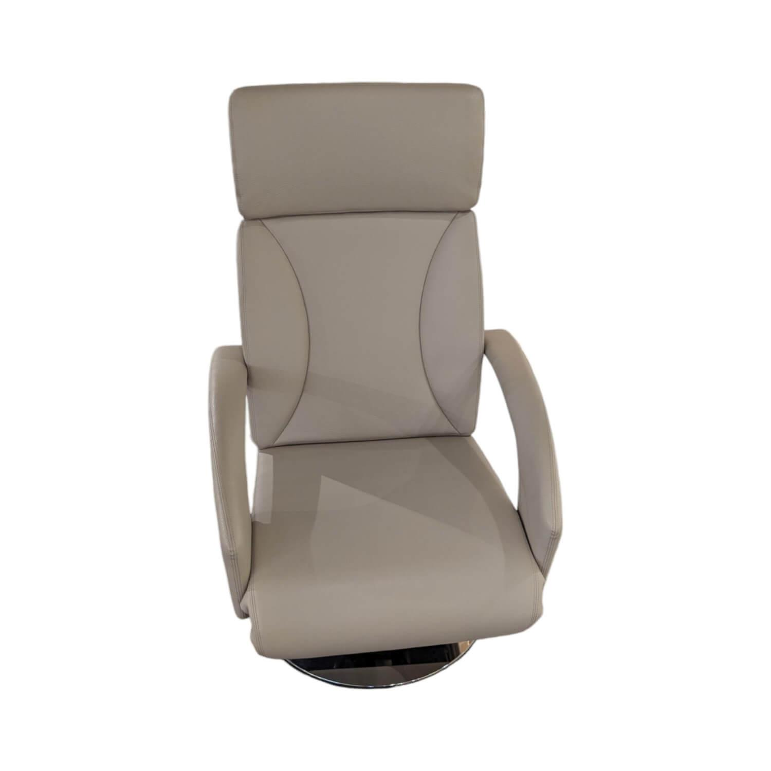 Erpo - Sessel RE500 18 Leder 43 Perl 210 Beige Creme Grau Tellerfuß Verchromt 2 Motorisch Mit Akku - 1