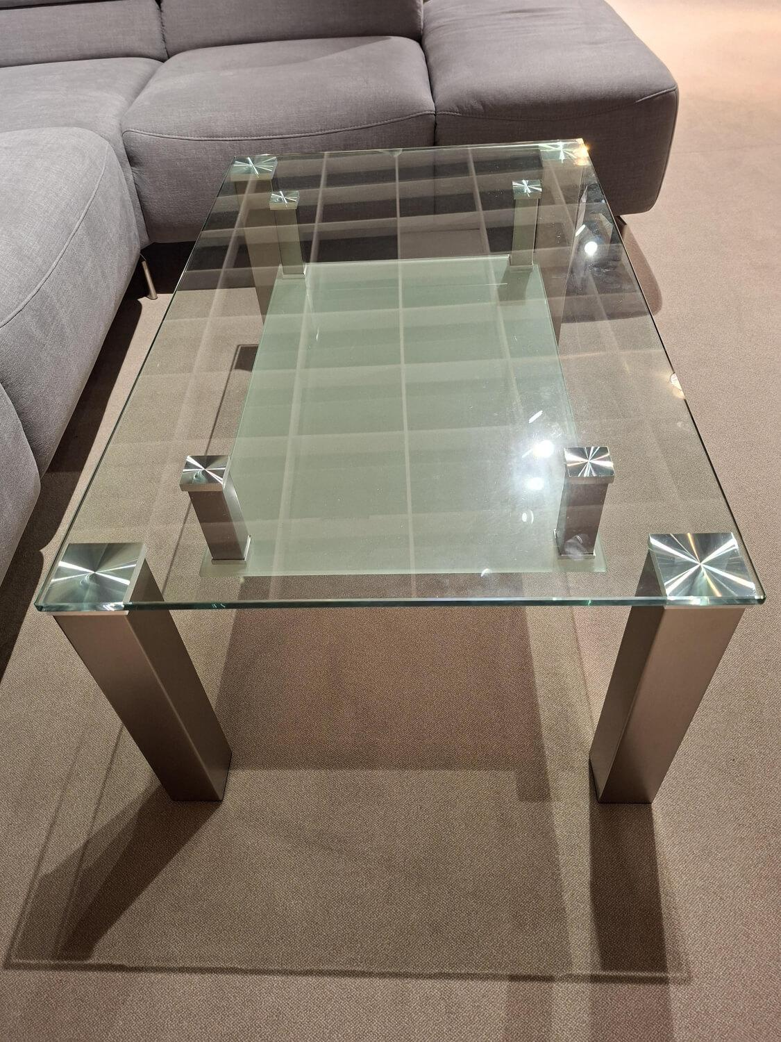 Vierhaus - Couchtisch 4272 Platte Klarglas Gestell Metall Edelstahloptik - 2