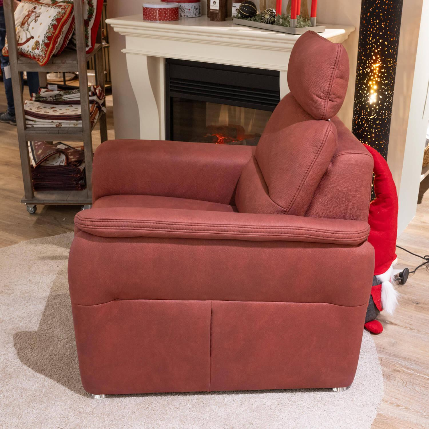 OrthoSedis - Polstergarnitur Stoff Ares Bordeaux Rot Fuß Aluminium Poliert Inklusive Kissen - 15