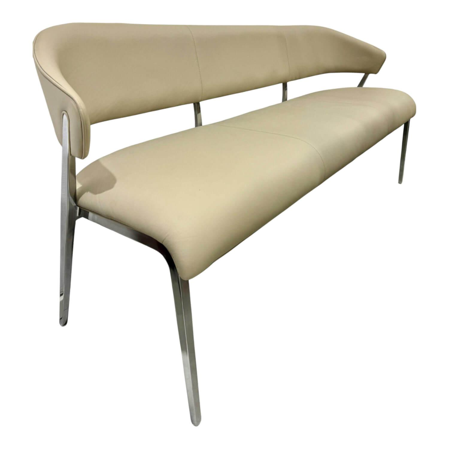 Hülsta - Bank S500 Leder Sand 5122 Gestell Aluminium Poliert - 1