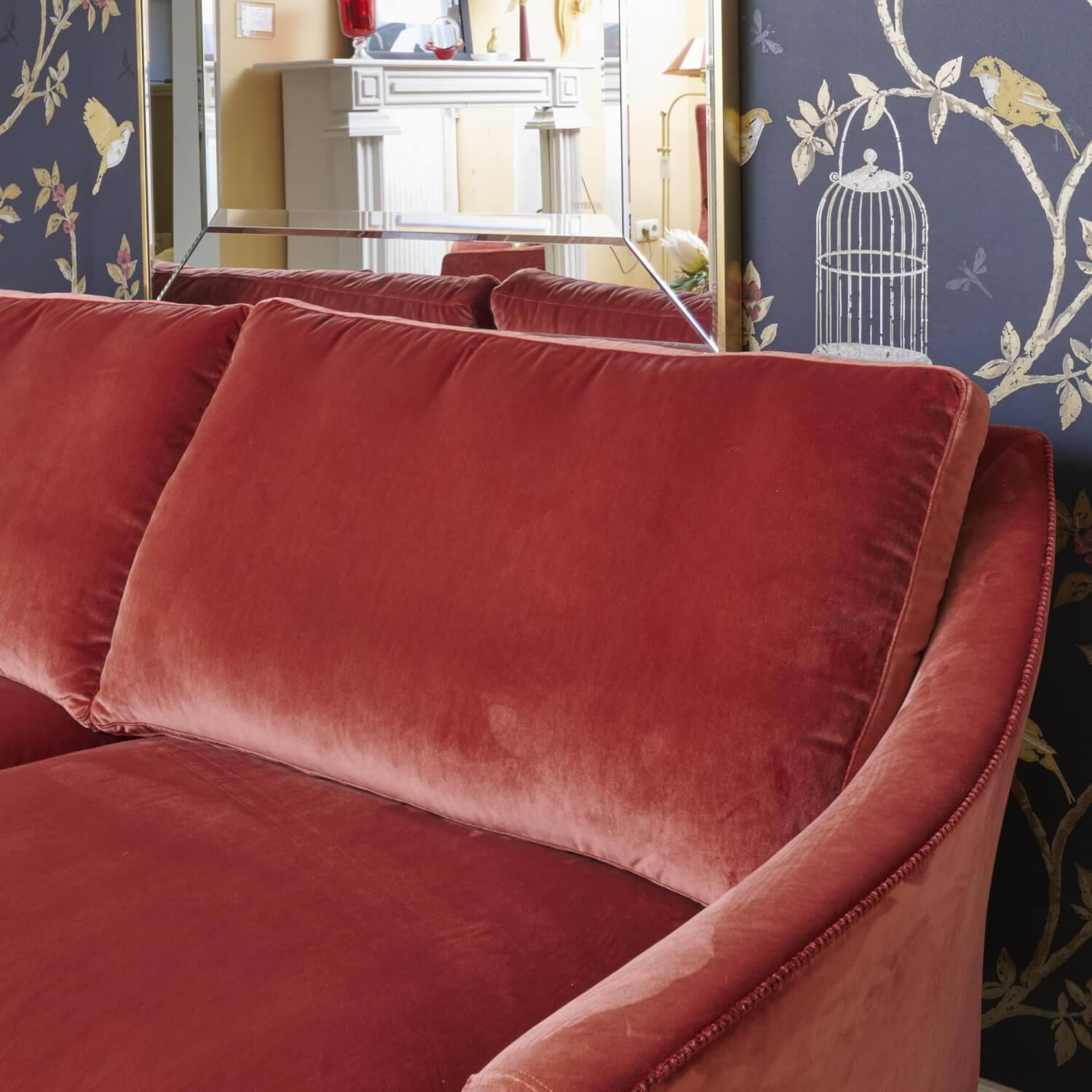 Bielefelder Werkstätten - Sofa Saloni 135 3001 Stoff City Velvet CA 7832 063 Mit Keder Füßen Schwarz Inklusive Kopfstütze Und Kissen - 10