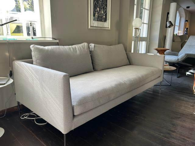 COR - Sofa Pilotis Stoff 120 Beige Füße Chrom mit 2 Rückenkissen - 6
