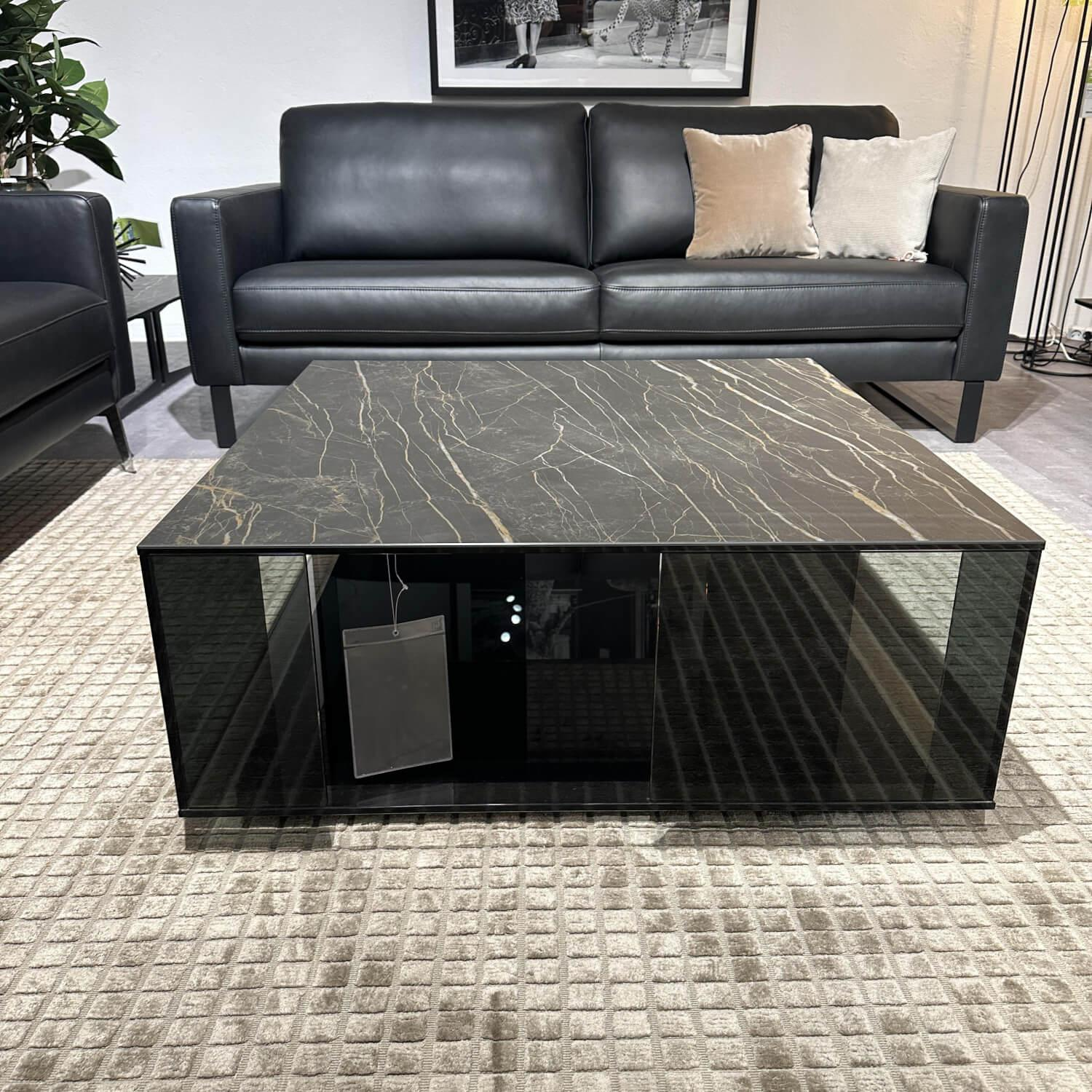 Contur - Couchtisch Sansa Keramik Desire Noir Schwarz Glas Schwarz Auf Rollen - 3