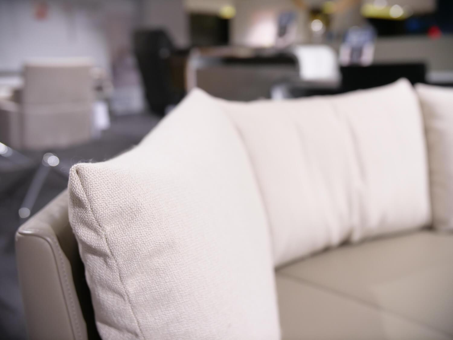 De Sede - Sofa DS 167 Landschaft Leder Select Taupe Grau Füße Edelstahl Inklusive Kissen - 3