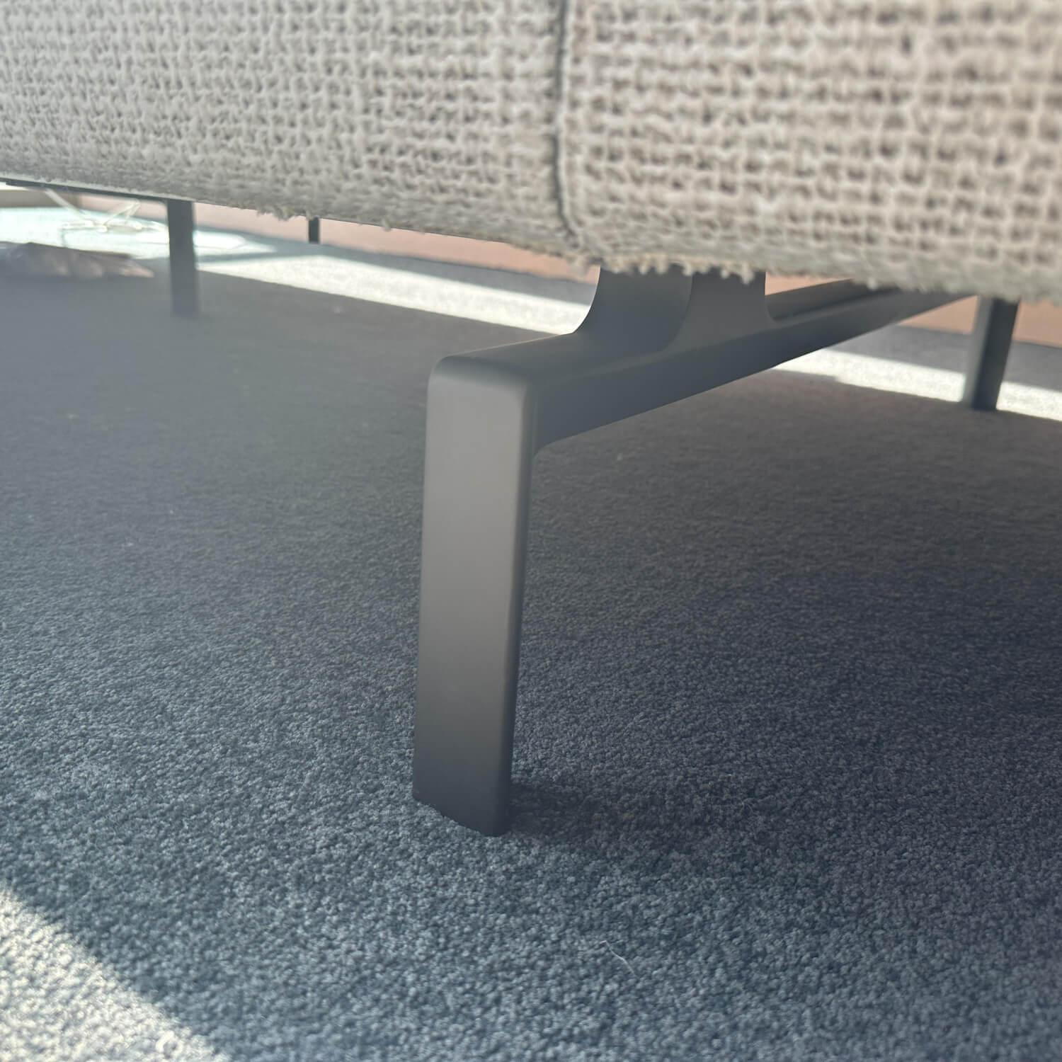 Walter Knoll - Ecksofa Muud Stoff Weave 7757 Pearl Gestell Schwarz Nackenrolle Leder Paco Black Schwarz - 4