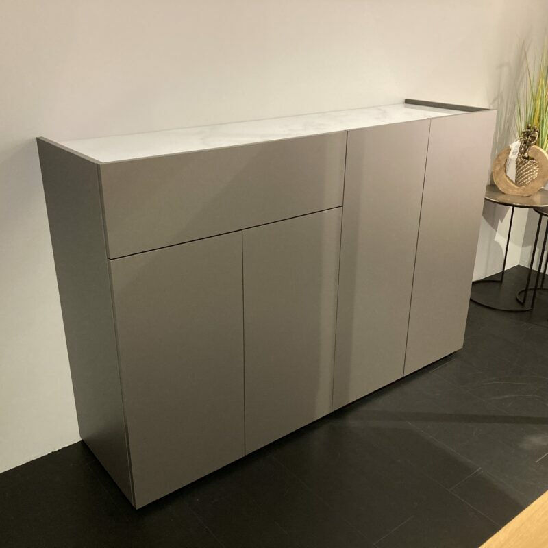 Spectral Smart Furniture - Sideboard Just Charlie Lack Granit Grau Ablage Designglas Marmor White Weiß - 2