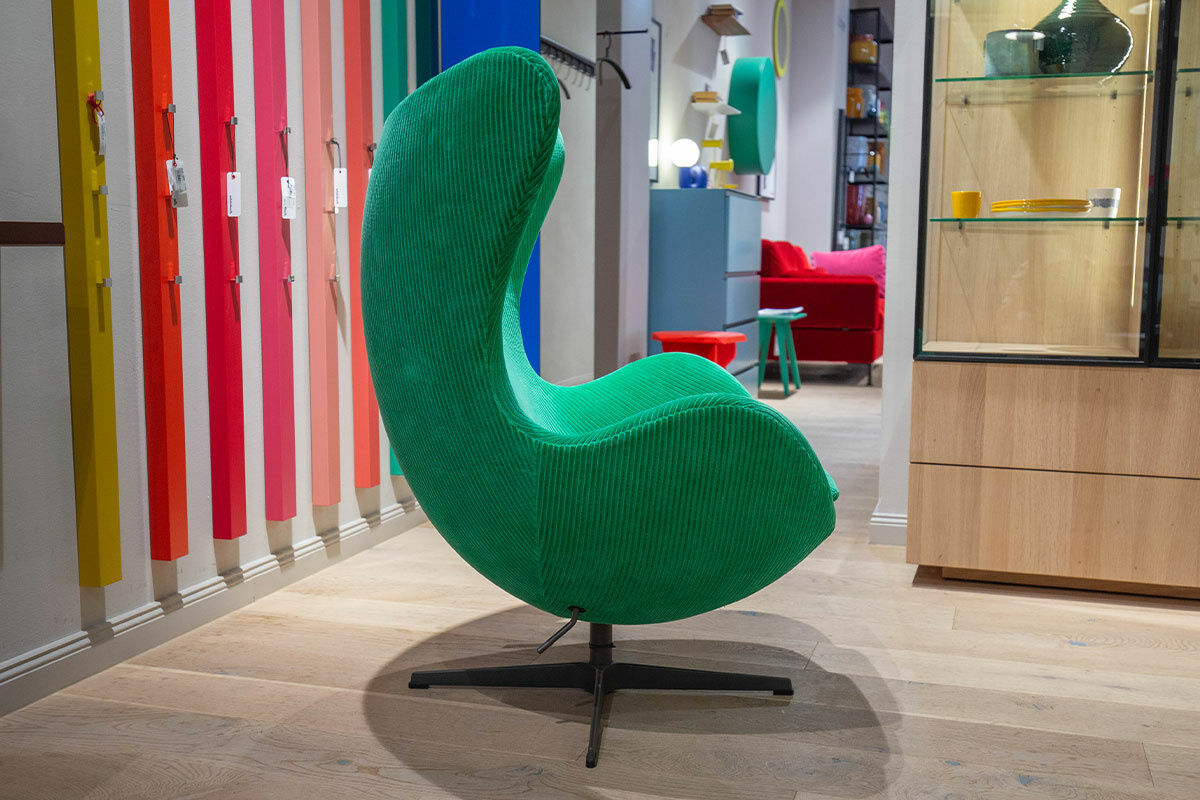 Fritz Hansen - Sessel Egg Chair Stoff Special Fabric Phlox 0933 Green Grün Gestell Warm Graphite Lackiert Grau - 2