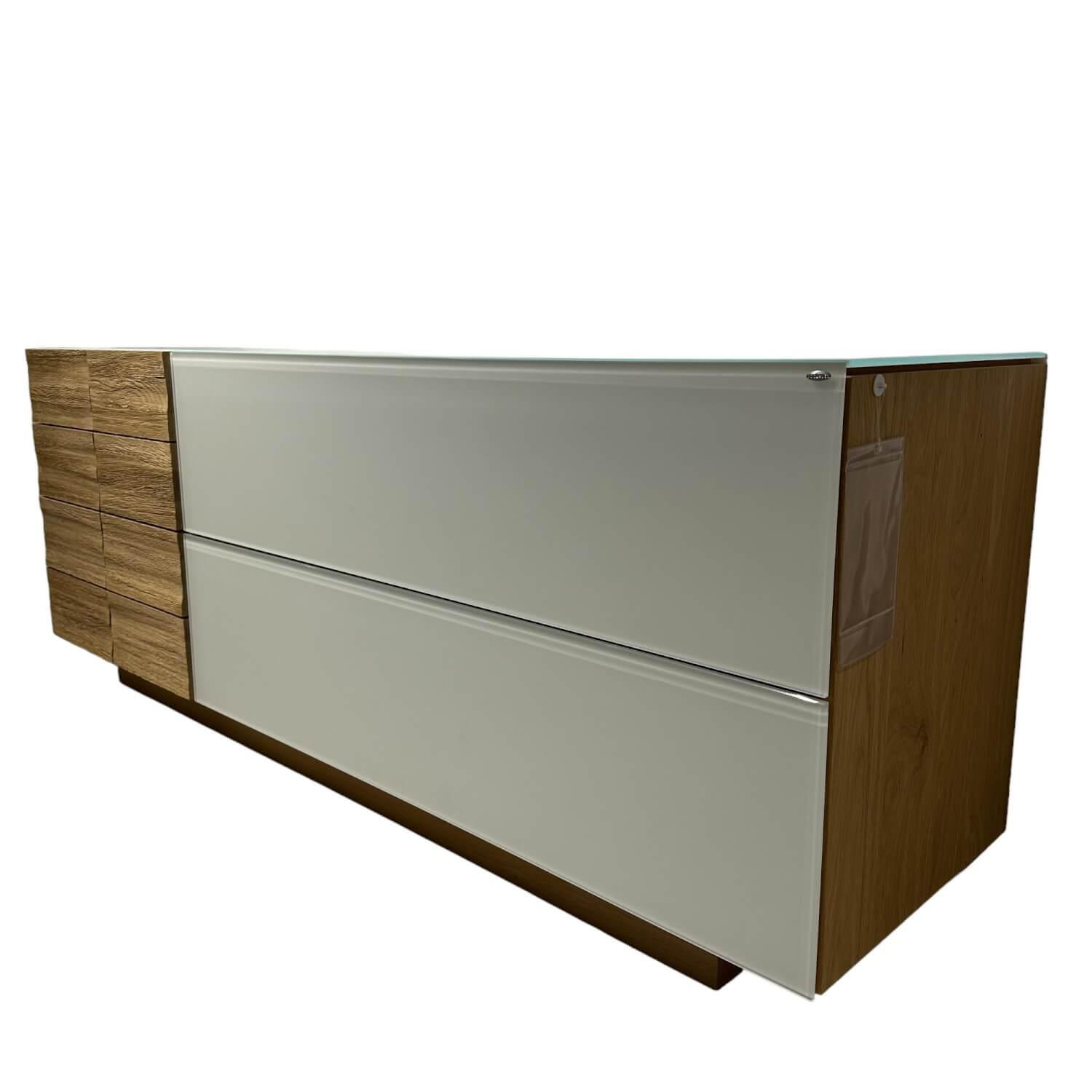 Voglauer - Sideboard Veron In Wildeiche Geölt Front In 2305 Glas Optiwhite - 1
