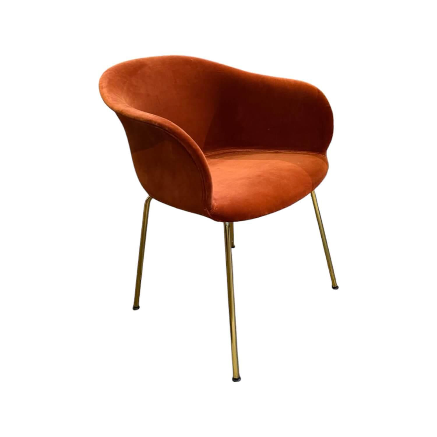 &tradition - 3er-Set Armlehnstuhl Elefy JH29 Stoff 2 Velvet 03 Maroon Orange Gestell Messing Mit Kunststoffgleitern - 2