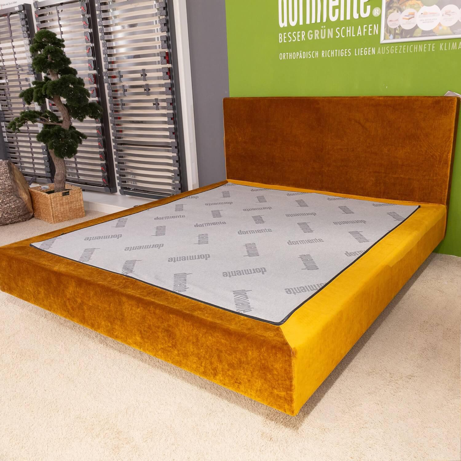 Dormiente - Polsterbett Clia 2 Basisbezug Stoff Max Cotton Natur 061 Dekobezug Glenville Honey F1872 36 Gelb Orange Füße Buche Geölt Ohne Matratze Ohne Lattenrost - 3