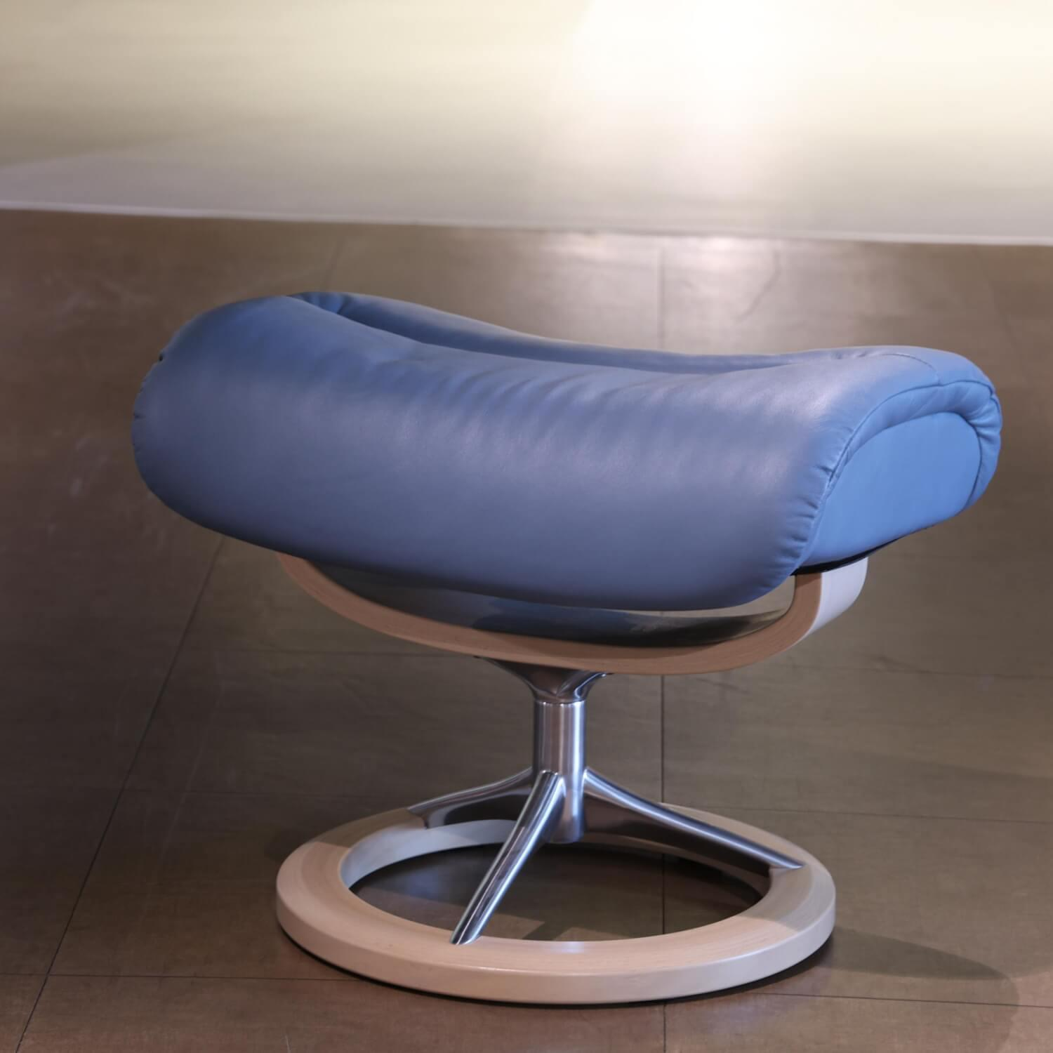 Stressless - Relaxsessel Mit Hocker View S Leder Paloma 094 Sparrow Blue Blau Gestell Signature Holz Whitewash - 3