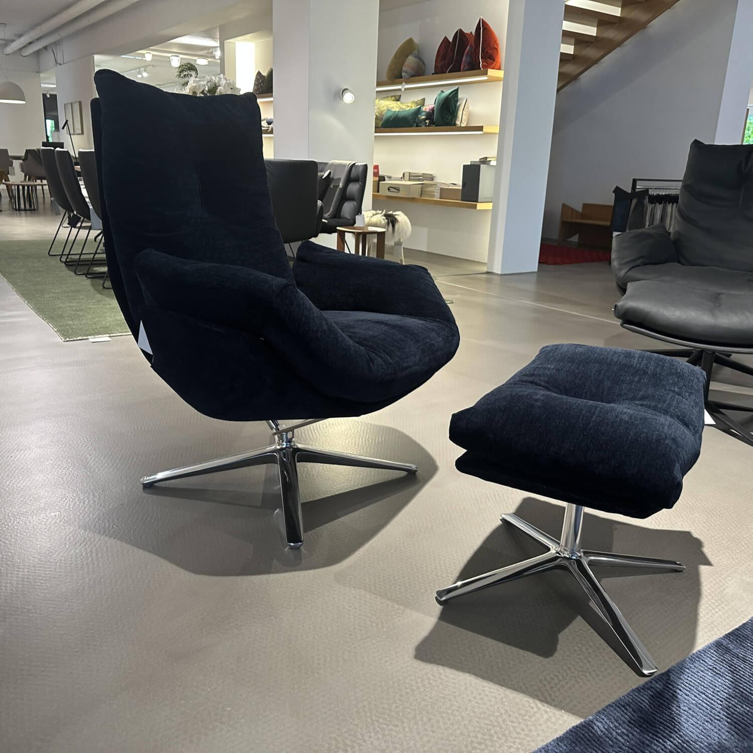 COR - Sessel Cordia Lounge Stoff 8146 Blau Violett 4 Fuß Gestell Aluminium Poliert Inklusive Hocker - 5