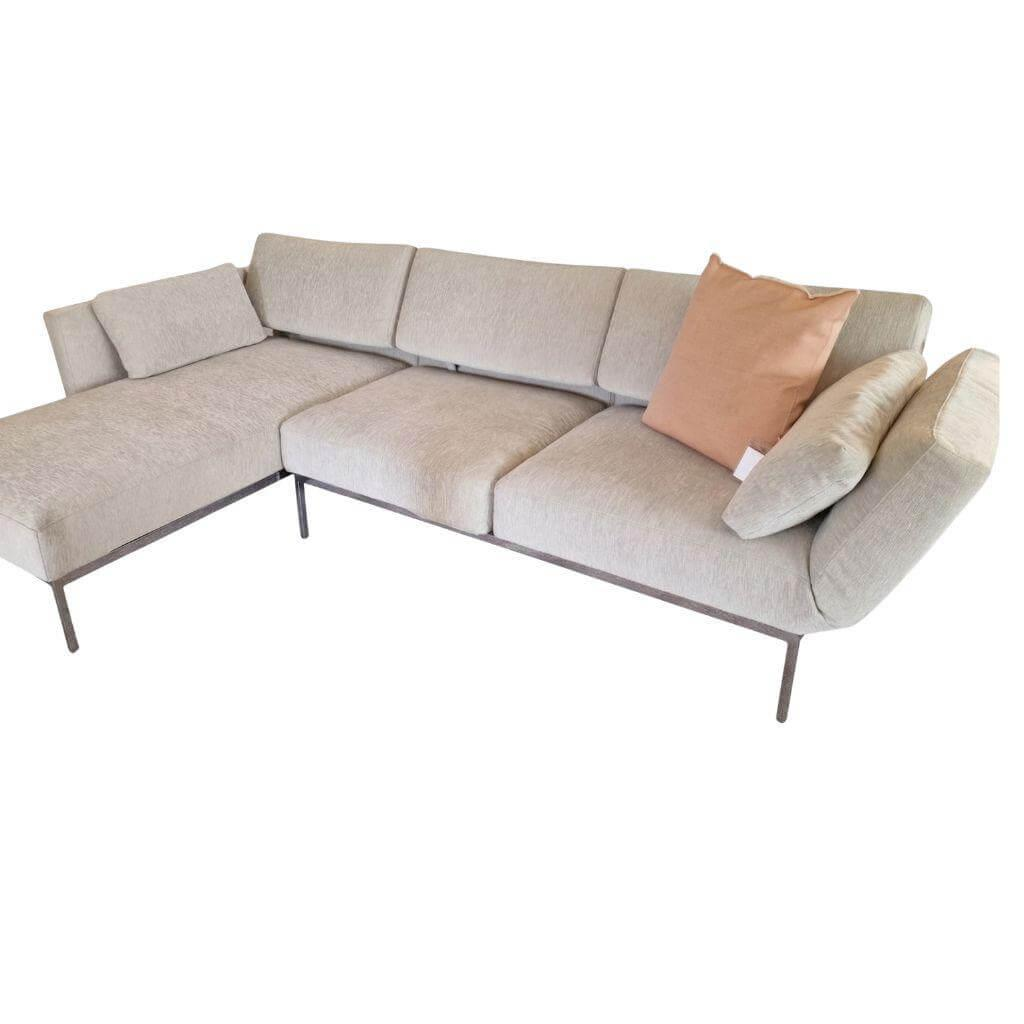 Brühl - Ecksofa Roro Soft Stoff 4430-90 Beige Gestell Metall Verchromt Füße Höhenverstellbar - 1