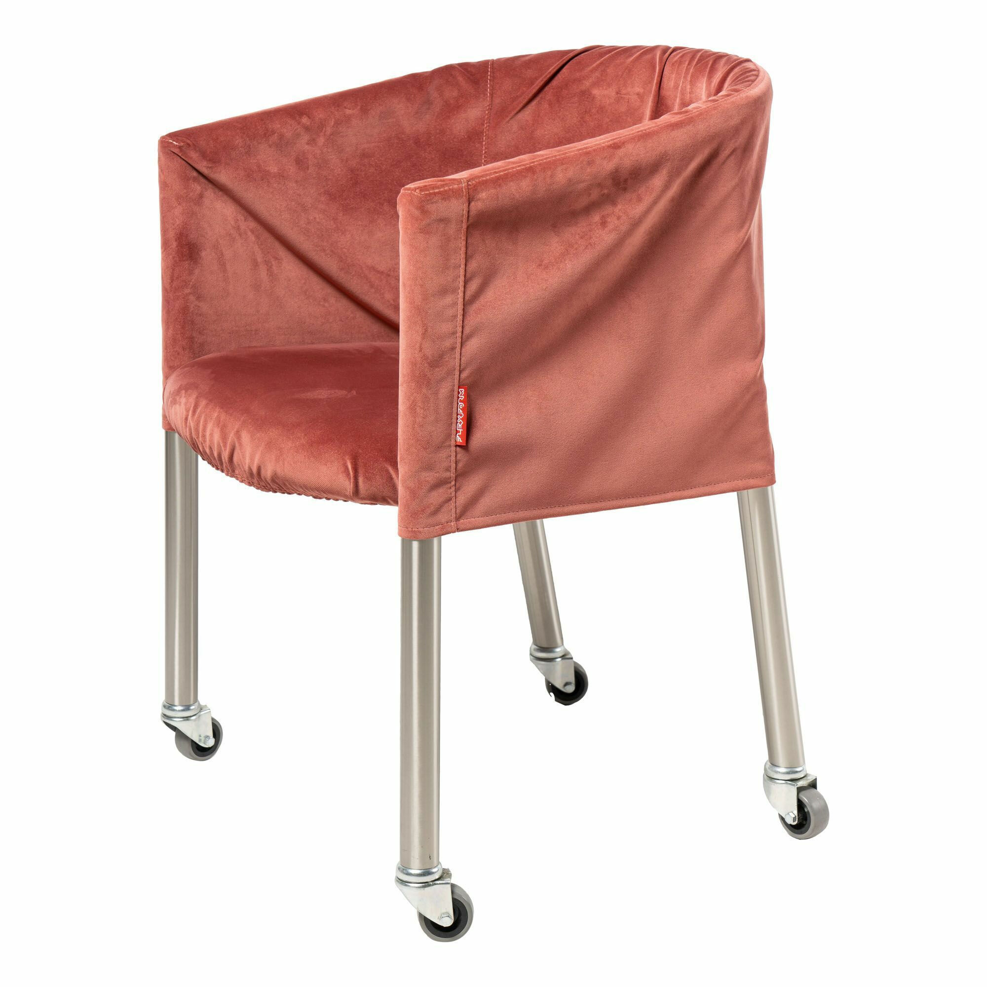 Flexform - Stuhl Mixer Lang 013051 Stoff Ernest 349 Star Rot Orange Füße Aluminium Satiniert Mit Rollen - 1