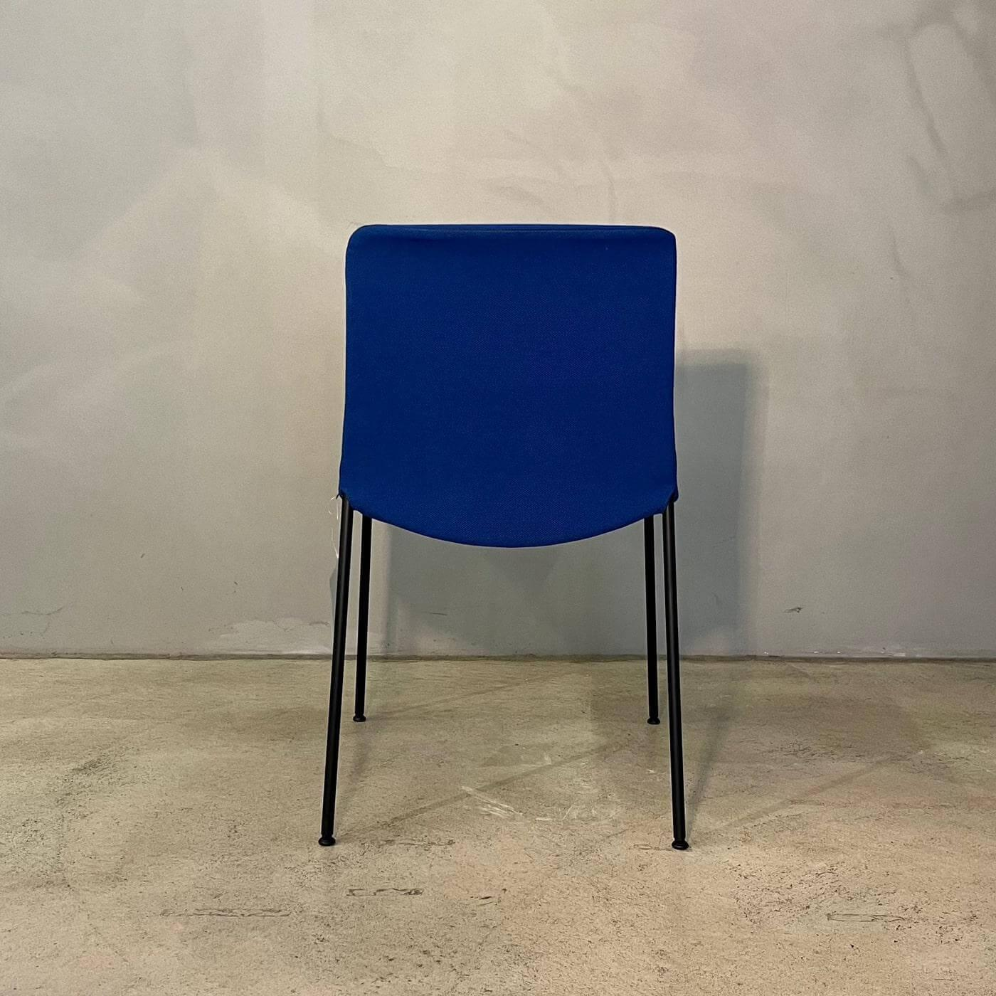 Walter Knoll - 4er Set Stuhl Liz 1300 Stoff Steelcut Trio Blau Gestell Stahl Schwarz Matt Pulverbeschichtet Mit Kunststoffgleitern - 4