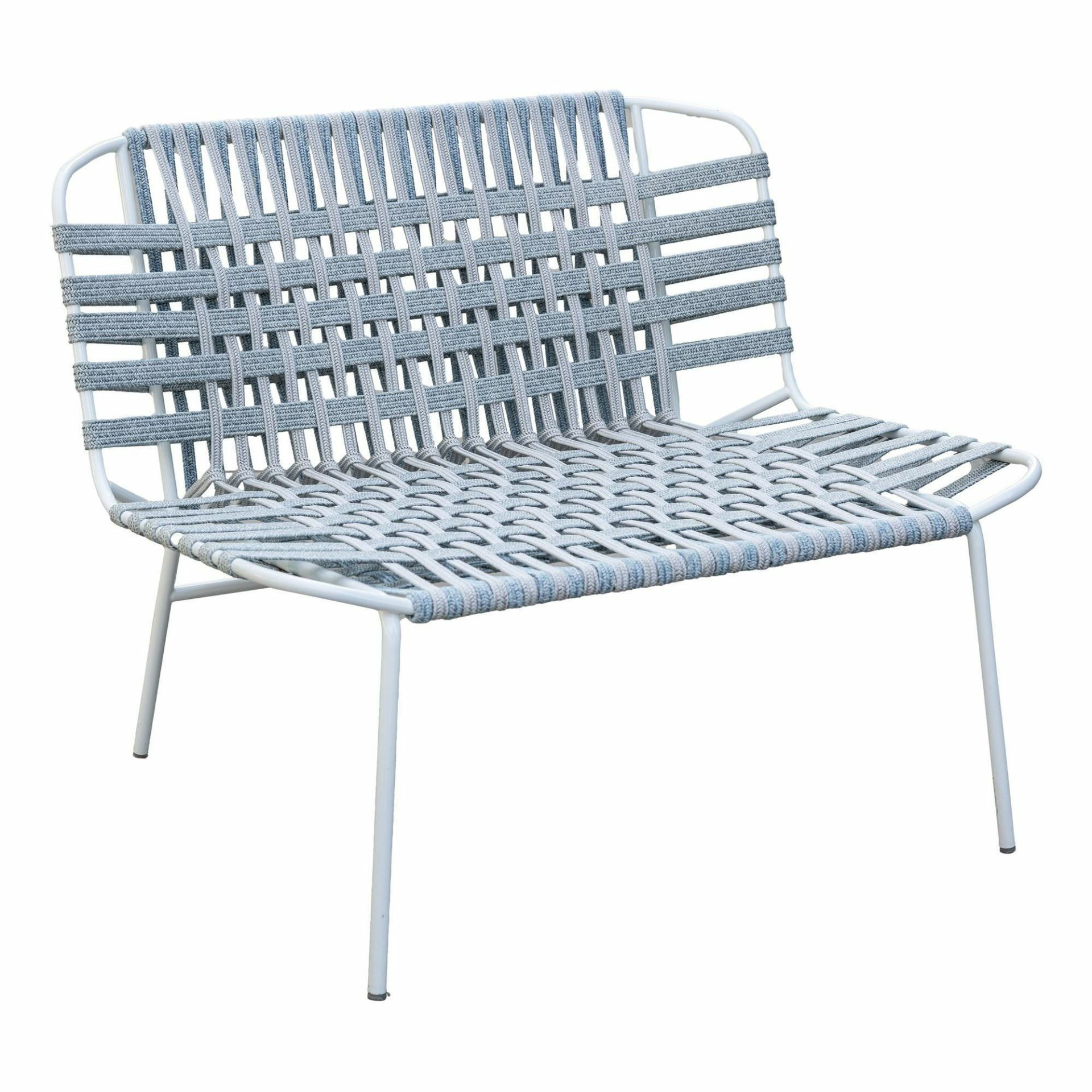 Paola Lenti - Sessel Telar Rope Corda T3229 Weiß Und T9453 Blau Gestell Edelstahl Lackiert Bianco Weiß - 1
