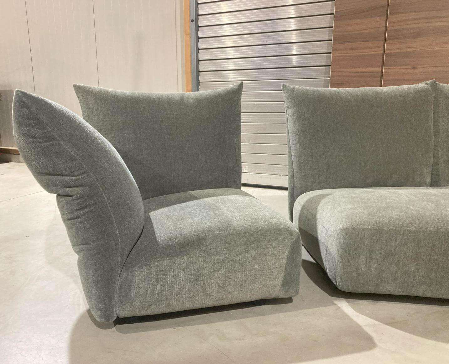 Edra - Sofa Standard Stoff T 8563 Grün Grau Gestell Mit Stoff Bezogen - 5