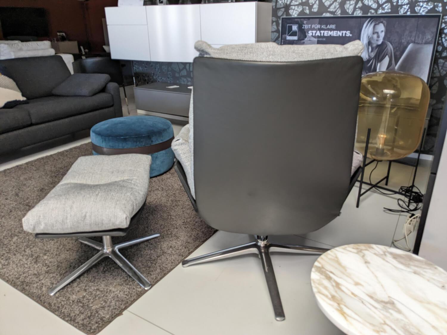 COR - Sessel Cordia Lounge Stoff 80 Platin Schale Schwarz mit Hocker - 8