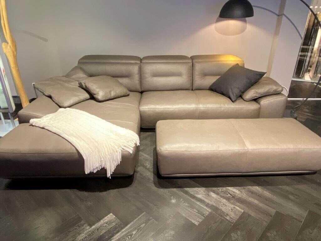 W. Schillig - Ecksofa 4000 Leder Z39/94 Graphite Anthrazit mit Hocker - 2