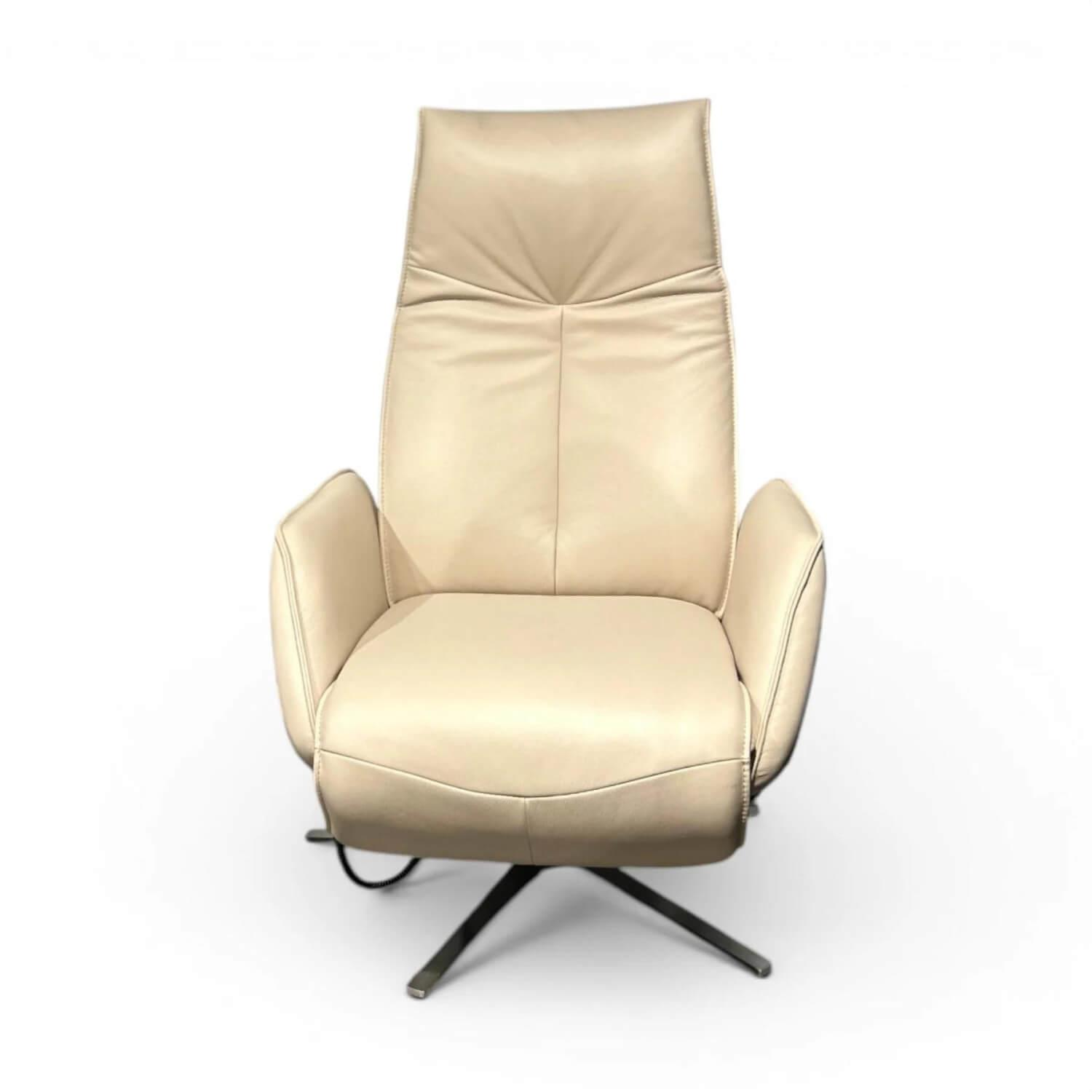 himolla - Sessel 7917 S-Lounger Leder Longlife Rustika Nebel Beige Sternfuß Metall Edelstahl Inkl. Elektr. Verstellfunktionen - 1