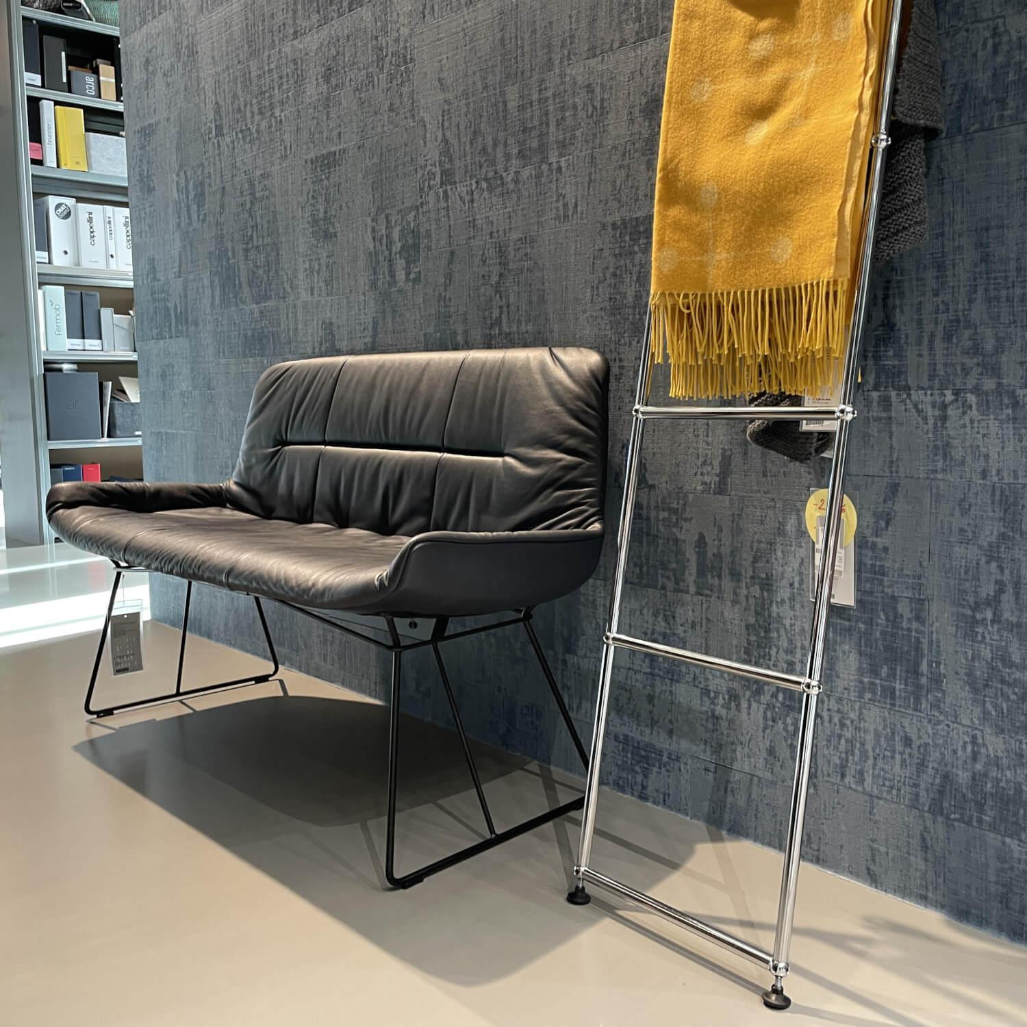 Freifrau - Sitzbank Leya Leder Opium 80006 Carbon Gestell Drahtgestell - 5