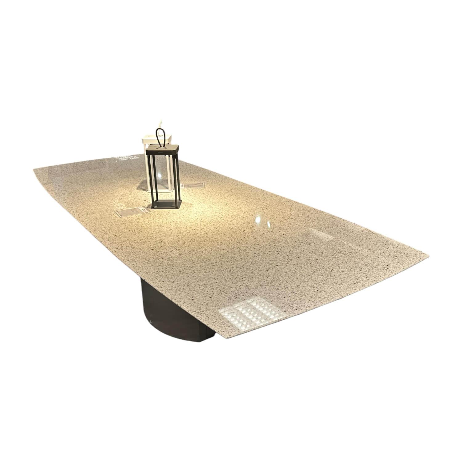 Draenert - Esstisch Adler 1224 Platte Granit Polar Poliert Grau Sockel Oval Edelstahl Matt Geschliffen Ohne Rollen - 1