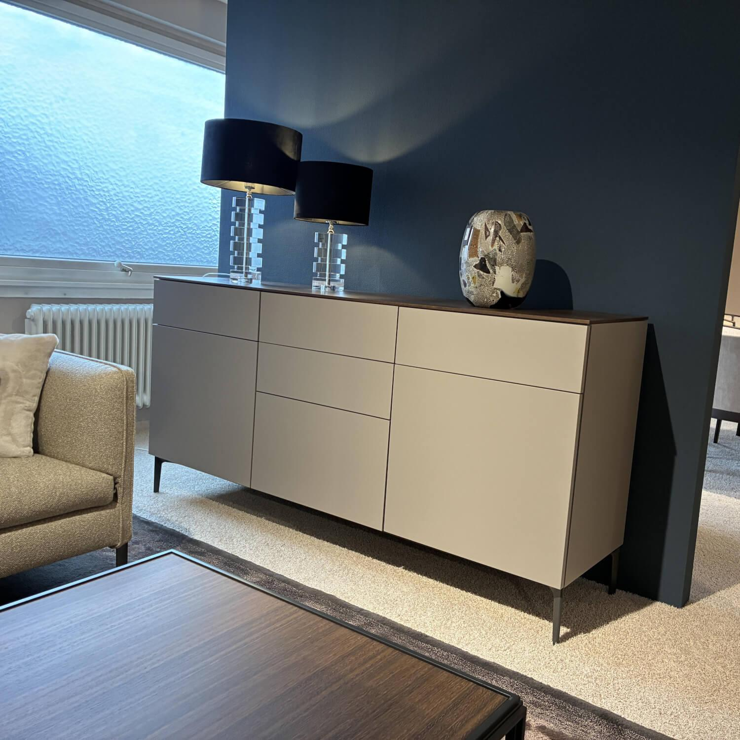 Molteni & C - Sideboard 505 UP Lack Taubenblau Grau Blau Abdeckplatte Lack Eukalyptus - 3