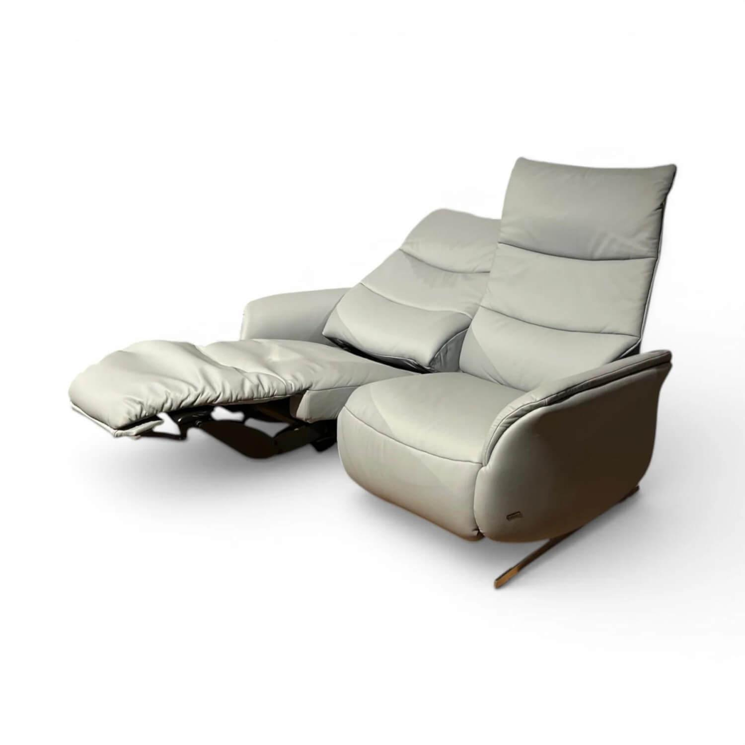 himolla - Sofa 4081 Cumuly Leder Longlife Rustika Sky Grau Füße Metall Edelstahloptik Inkl. Elektr. Relaxfunktion - 2