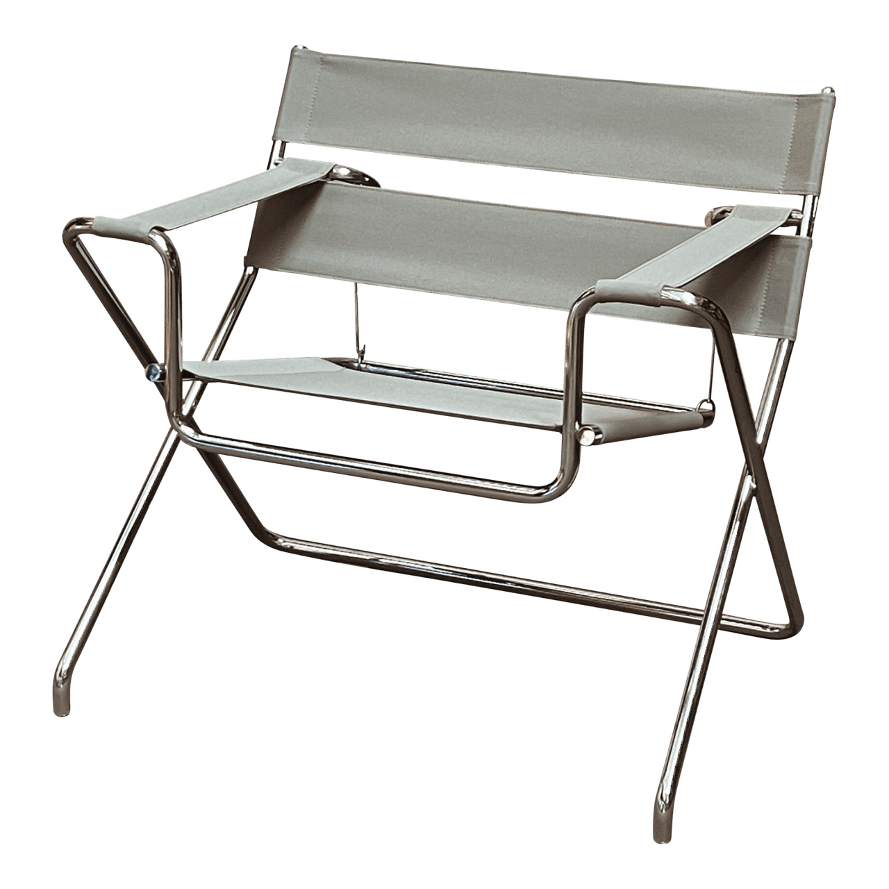 Tecta - Faltsessel Tecta D4 Gewebe Beige Grau Gestell Stahlrohr Vernickelt - 1