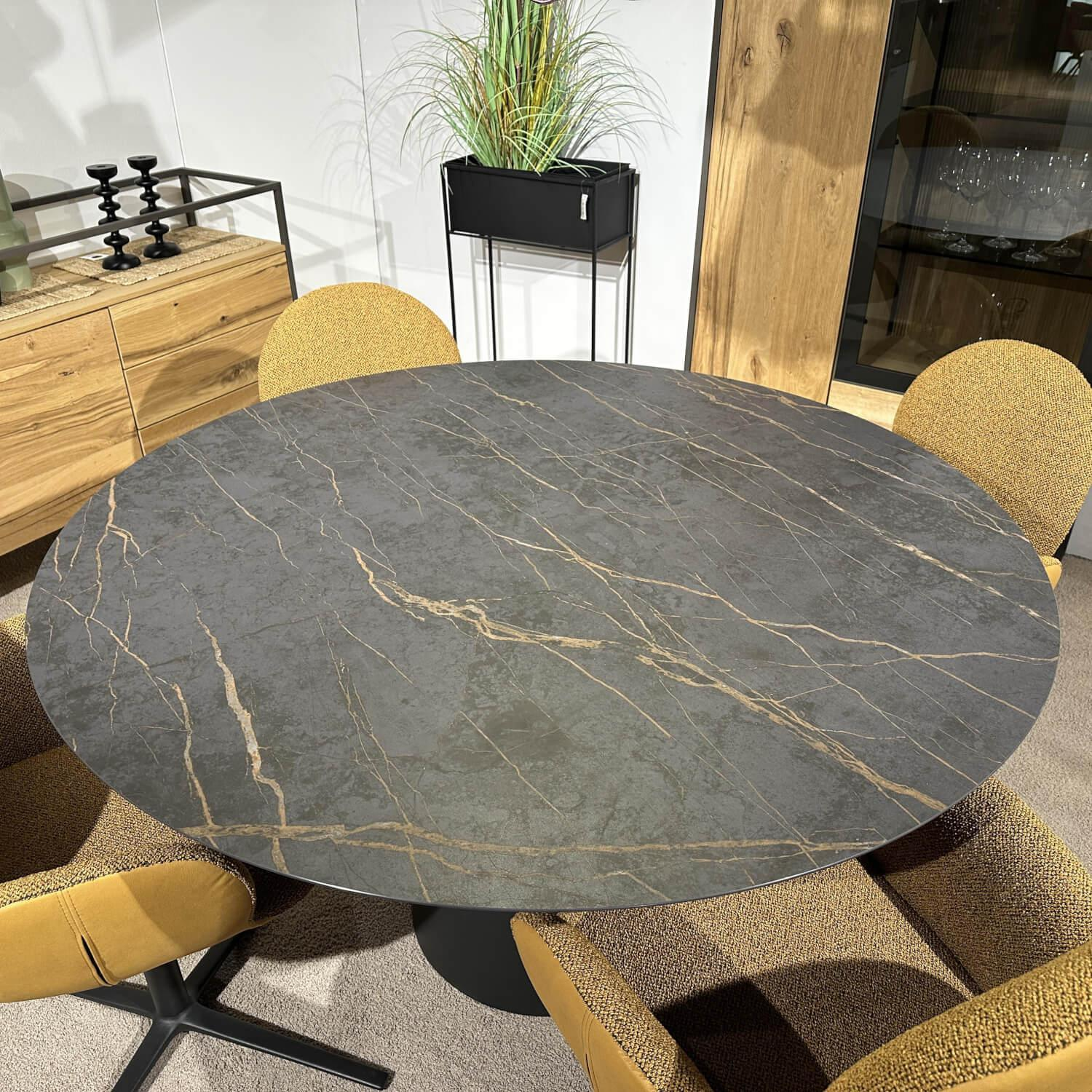 Venjakob - Essgruppe Ancona Und Bari Platte Dekton Laurent Schwarz Sitz Stoff WE A Genua Curry Und Leder Gavin Kurkuma Gelb Gestell Anthrazit - 5