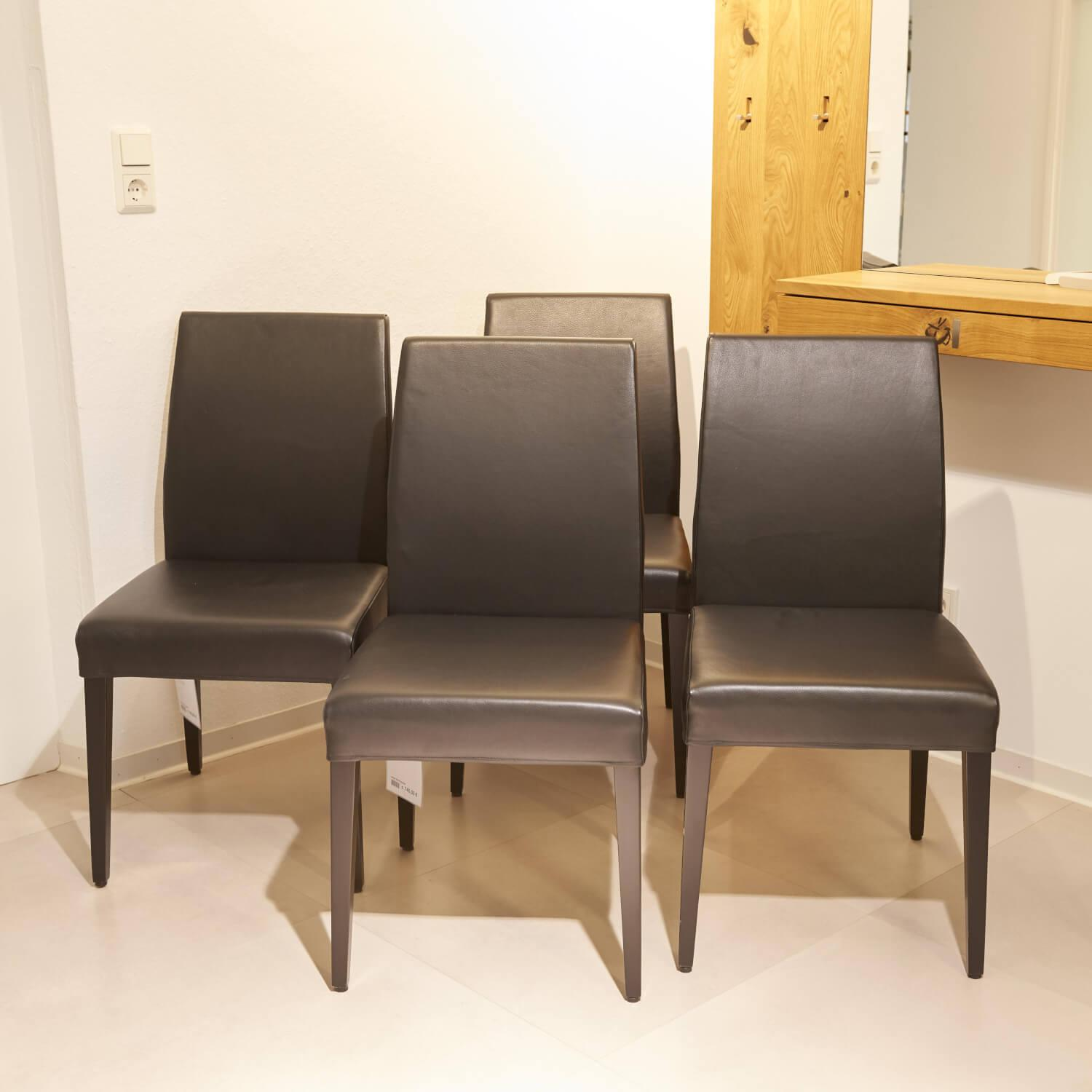4er-Set Stuhl Fine Leder L7410A Solid 11 Braun ohne Armlehnen