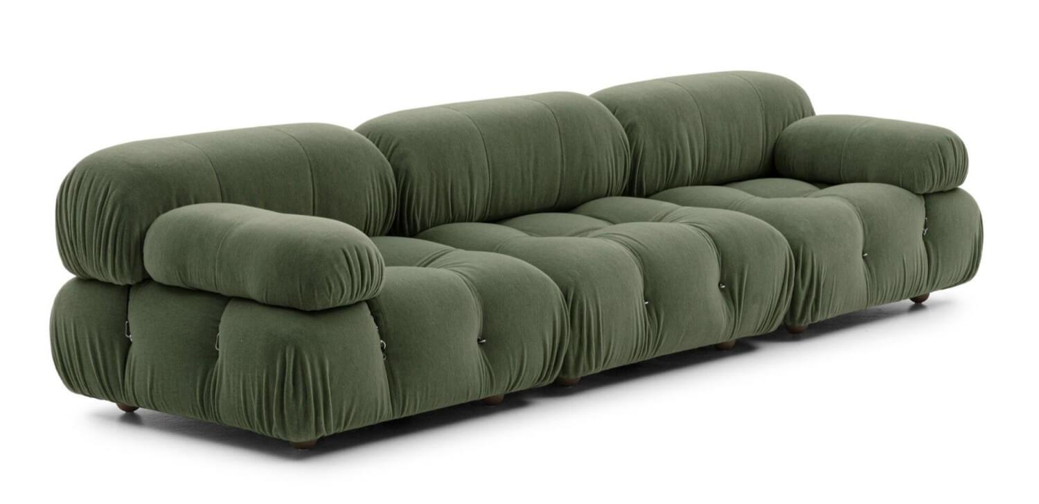 B&B Italia - Gerades Sofa Camaleonda Stoff Velours Licata Flechte Grün Untergestell MDF Füße Buche Natur - 9