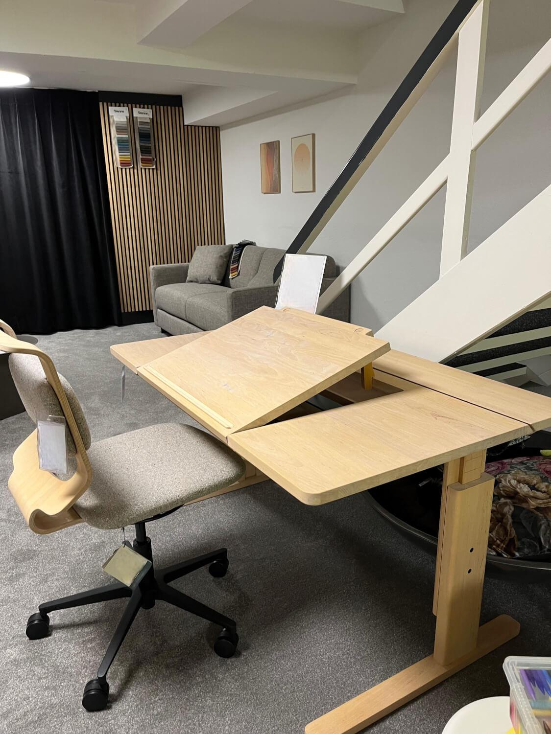 Team 7 - Schreibtischstuhl Kids Stoff Ripley Rl10 Grau Blau Rücken Erle Naturöl Weiß Gestell Metall Schwarz Matt - 2