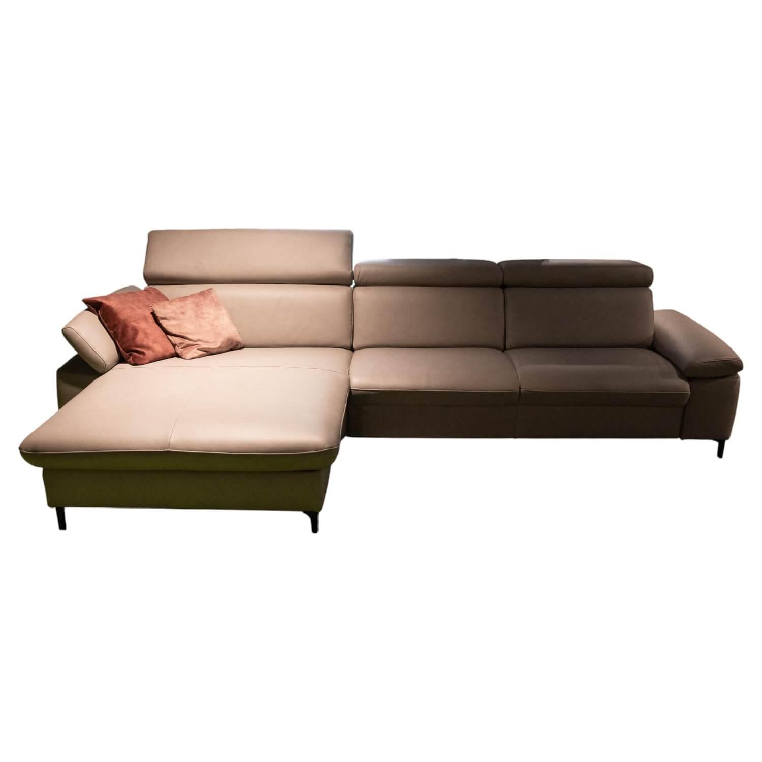 Modulmaster - Ecksofa MM PN1161 Leder Vivre 120 Alu Grau Fuß Metall Schwarz Inklusive Kissen - 1