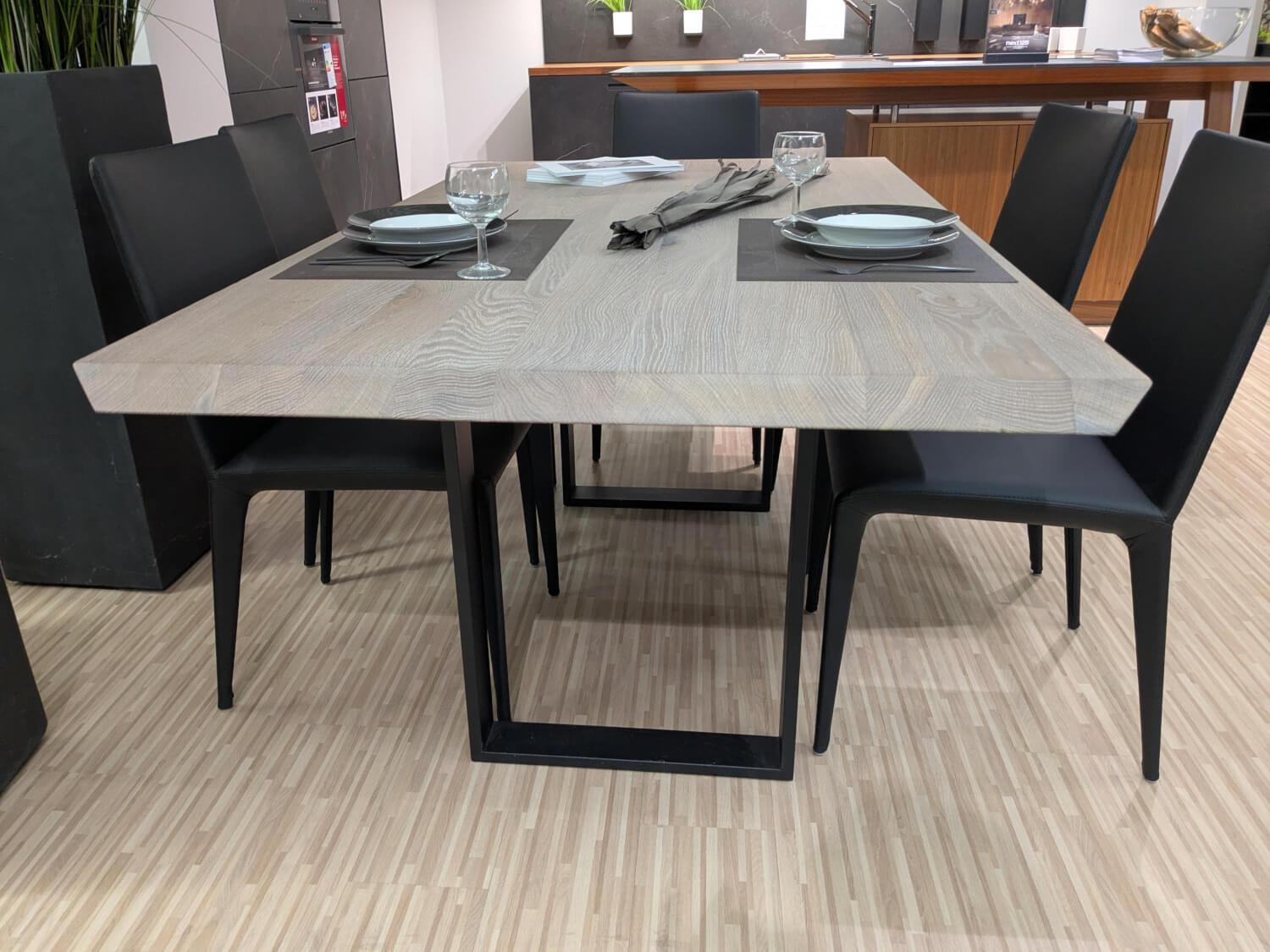 kf furniture - Esstisch Theben Ast-Eiche Gestell Stahl  Pulverbeschichtet Schwarz - 5