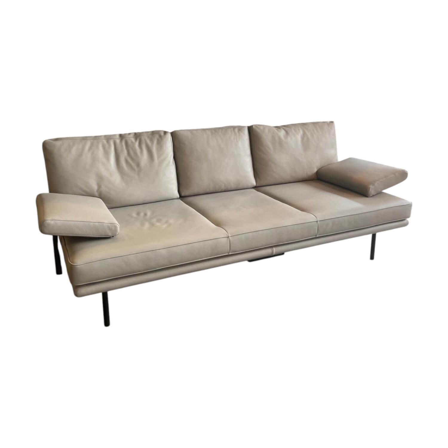 Walter Knoll - Sofa Living Platform 400 30 FLFR Leder Lima Stone Grey Grau Beige Gestell Stahl Schwarz Matt Pulverbeschichtet - 1