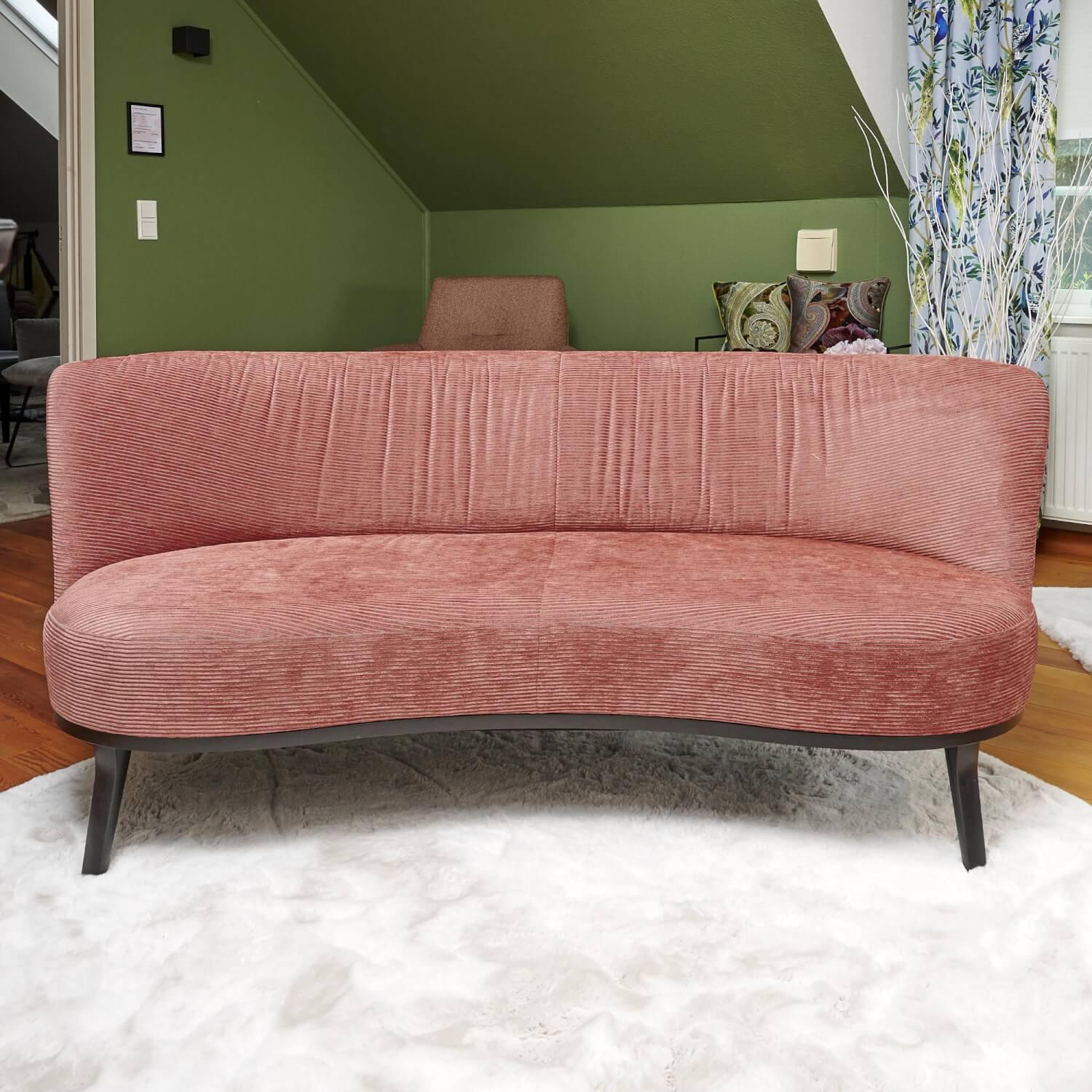 Bielefelder Werkstätten - Sofa Polo Cocktail Stoff JAB Silas 1030 064 Rosa Gestell Esche Schwarz Gebeizt Mit Hocker - 5