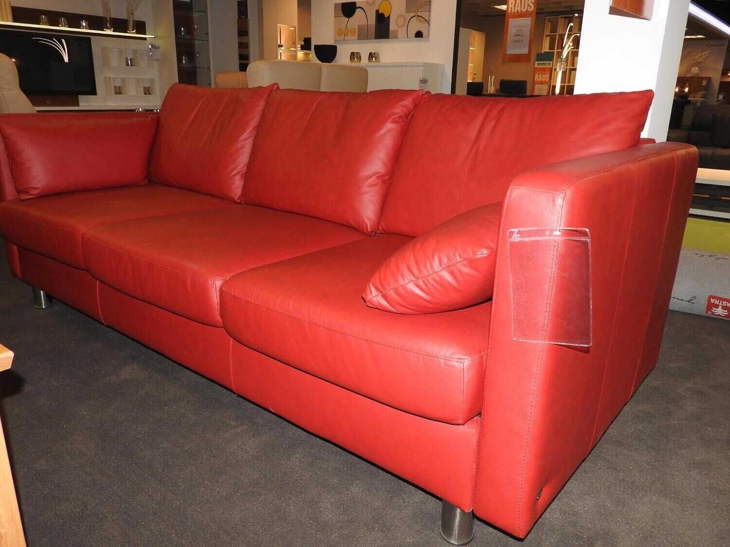 Stressless - Sofa E400 three-seater leather Paloma Cherry red with Ergo Adapt - 3