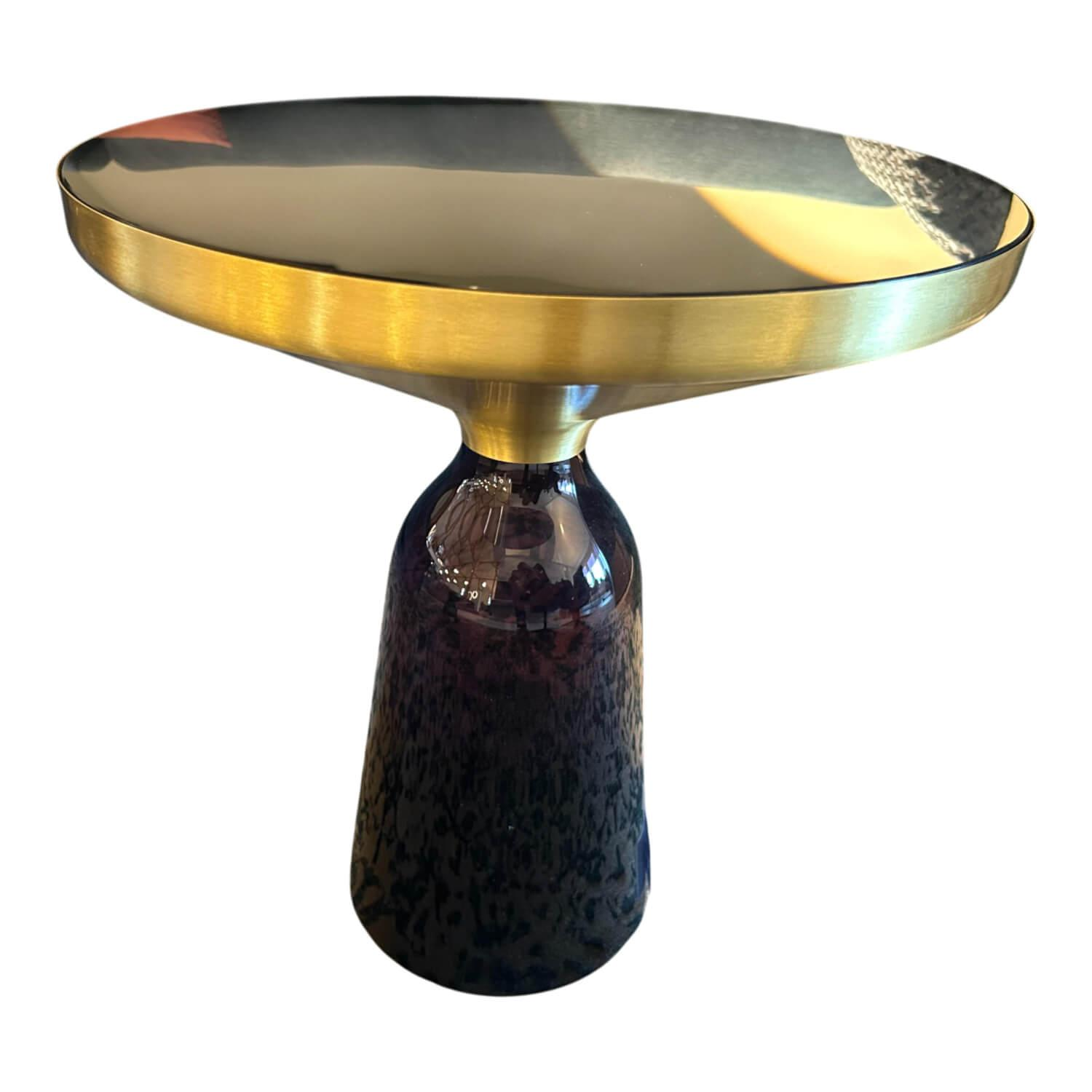 ClassiCon - Beistelltisch Bell Side Table Kristallglas mit Messingaufsatz Palette Schwarz - 1