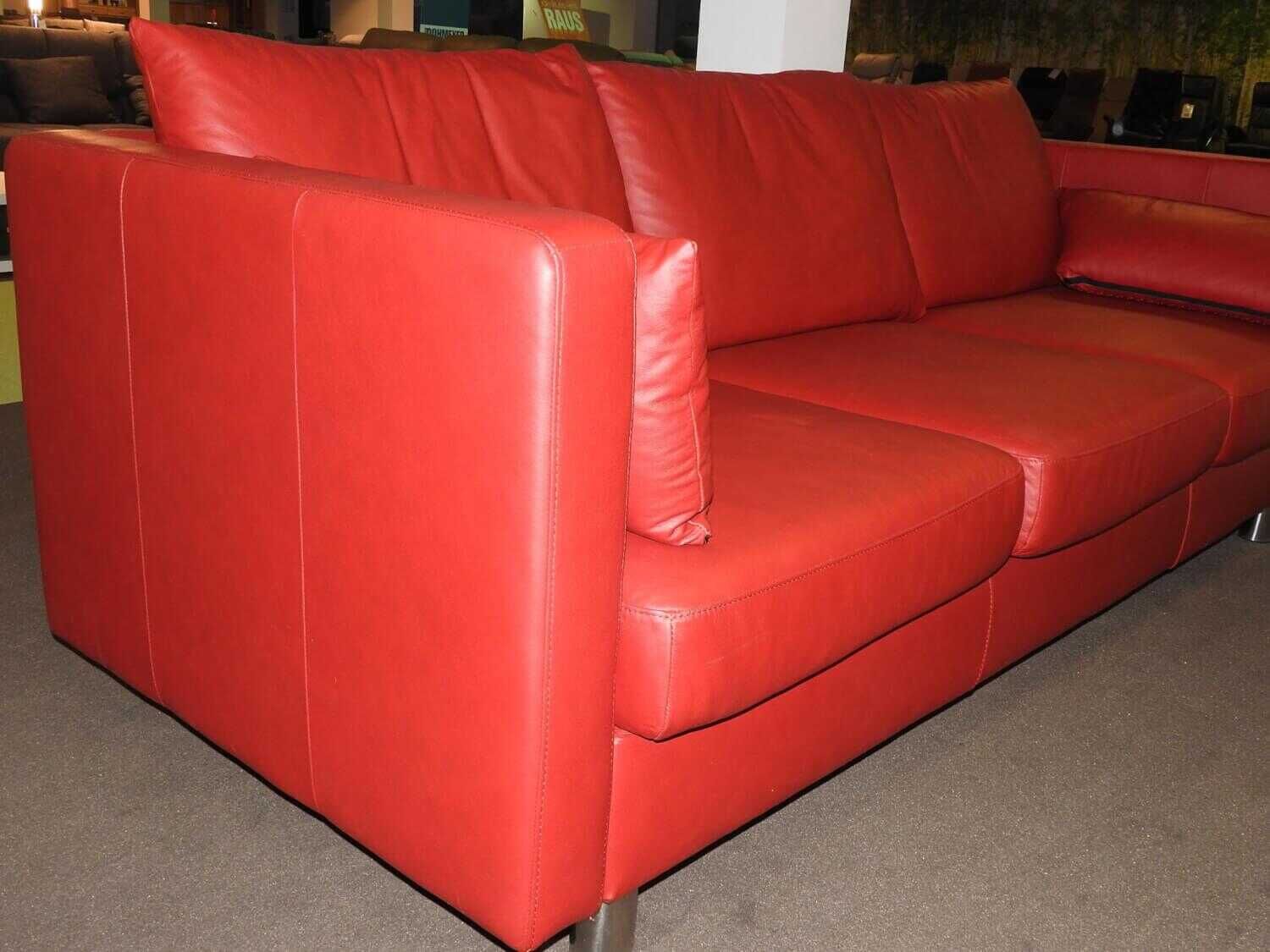 Stressless - Sofa E400 three-seater leather Paloma Cherry red with Ergo Adapt - 4