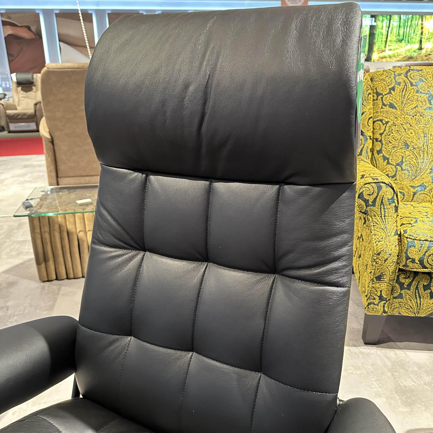 Stressless - Sessel London High Back M Bezug Leder Paloma Schwarz Stern-Untergestell Matt Schwarz Inklusive Hocker - 10
