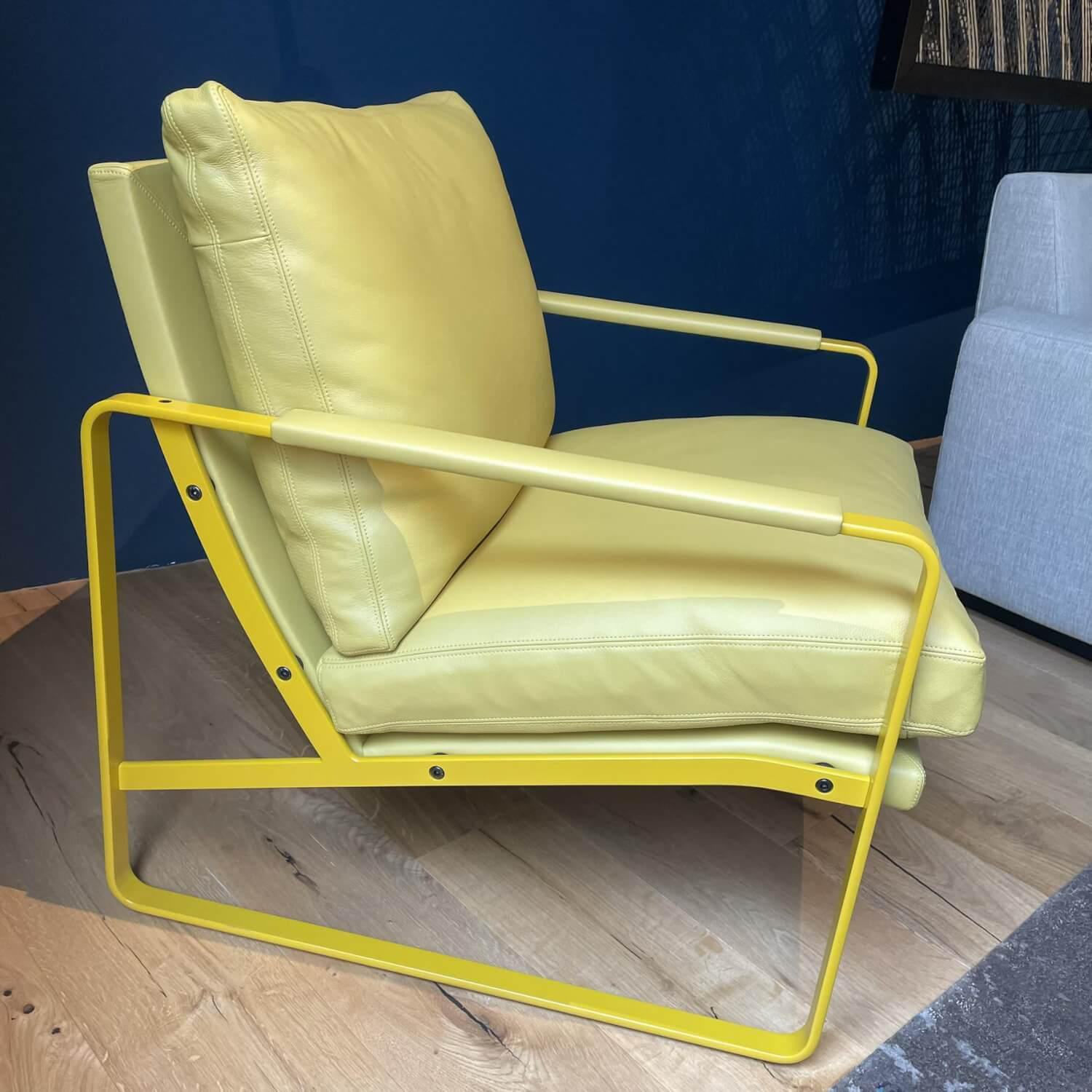 Walter Knoll - Armchair Fabricius Leather 55 Curry Yellow Frame Metal Yellow Lacquered - 3