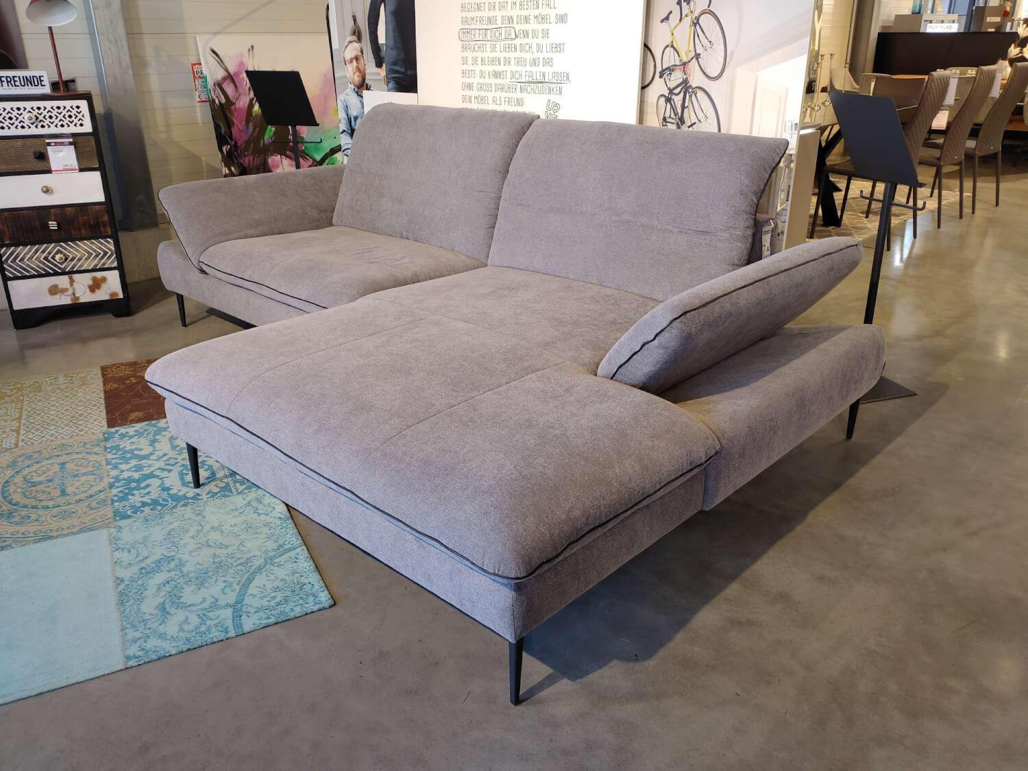 W. Schillig - Eckgarnitur 15450 Stoff R6694 Grey Grau Füße Metall Schwarz M99 - 2