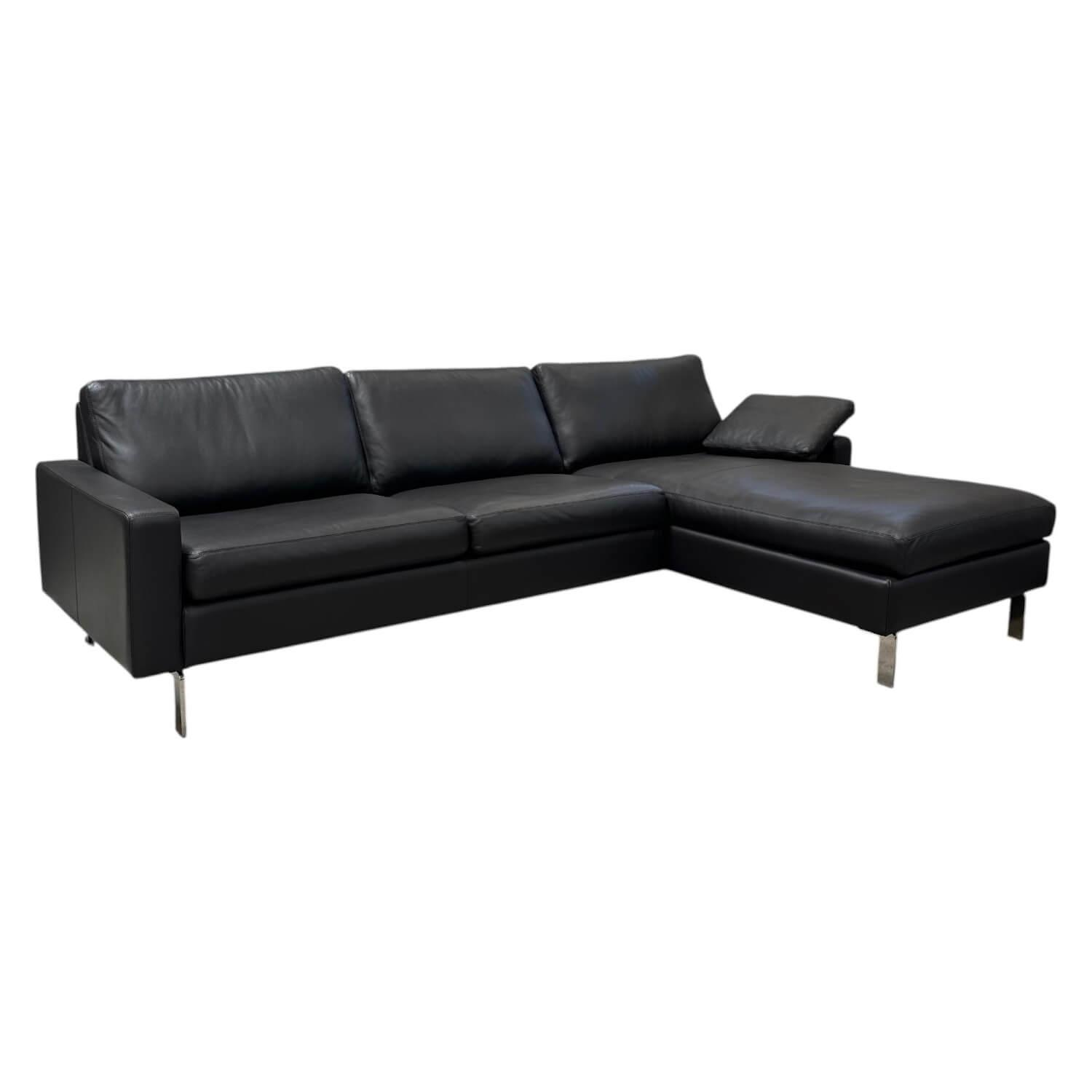 COR - Ecksofa Conseta Leder 284 Mocca Schwarz Braun Schmalfüße Verchromt Inklusive Kissen - 1
