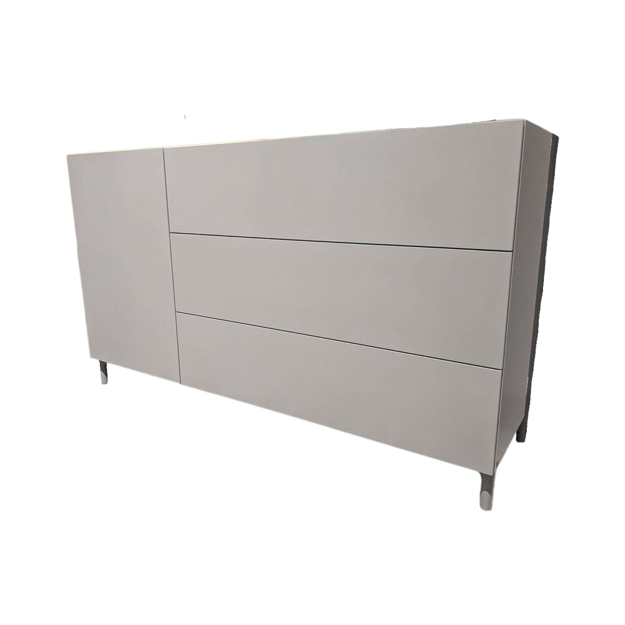 Rolf Benz - Sideboard Stretto Lack Kiesel Taupe Grau Matt Abdeckplatte Glas Unterlackiert Kiesel Grau Stahlfüße Kiesel Grau Matt  - 1