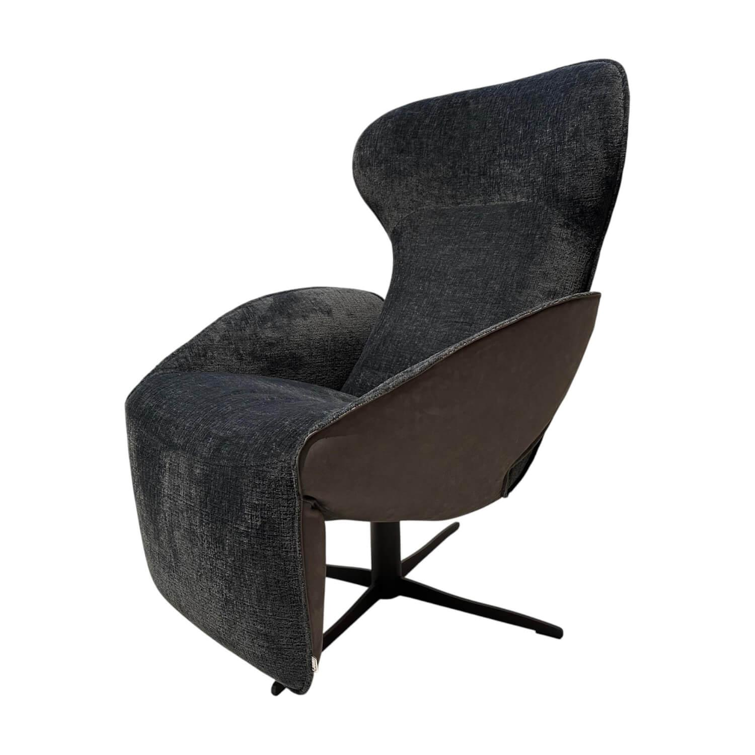 Jori - Relaxsessel Daydreamer Innen Stoff Mumble Oltremare Blau Außen Leder Nubuck Anthraciet Anthrazit Fuß Graphitgrau - 1