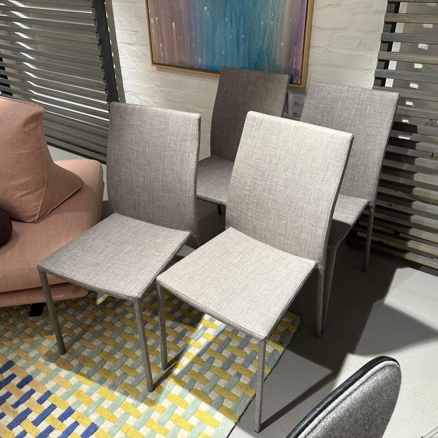 Ligne Roset - 4er-Set Stuhl Slim Chair Stoff Grau Gestell Metall - 2