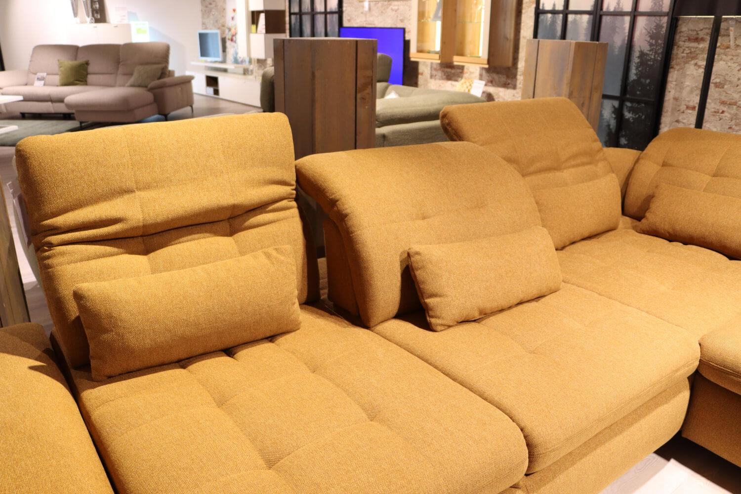 Steinpol - Ecksofa Santa Fe Stoff Amsterdam Mustard 520 Gelb Metallfuß chrom - 2